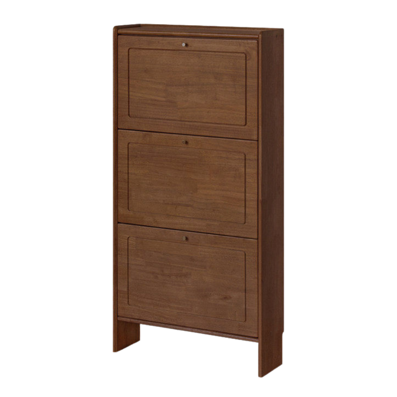 Rubberwood Solid Wood Flip-Front Shoe Cabinet with Compact Vertical Design