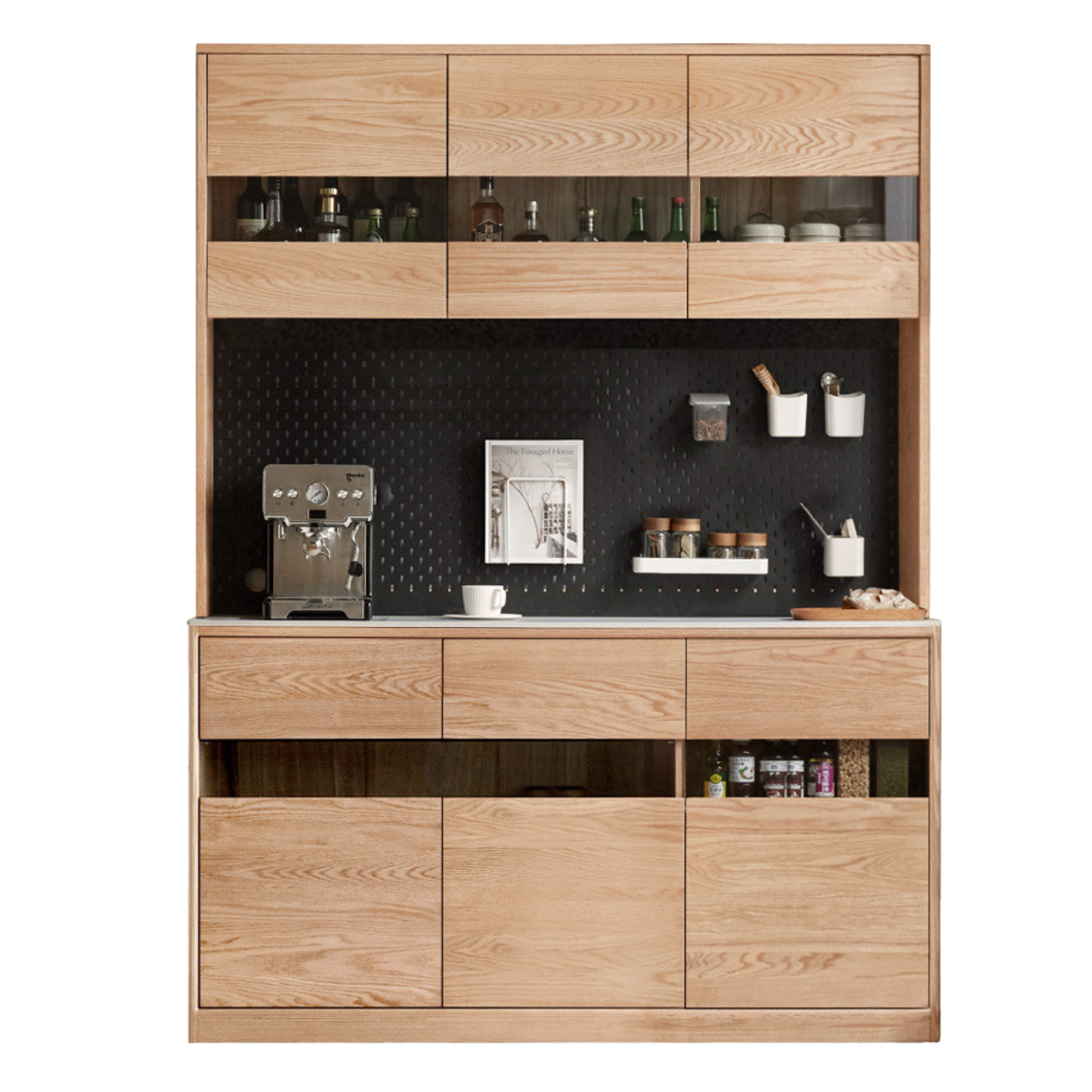 Oak, Ash Solid Wood Sideboard Modern Buffet Cabinet