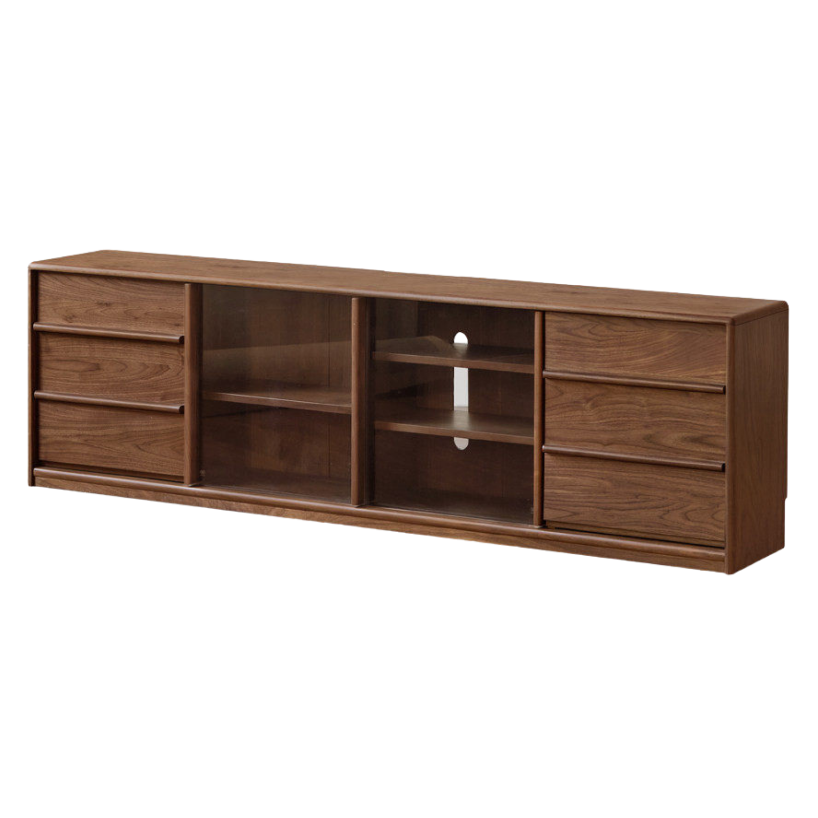 Black Walnut Solid Wood TV Cabinet with Large Storage