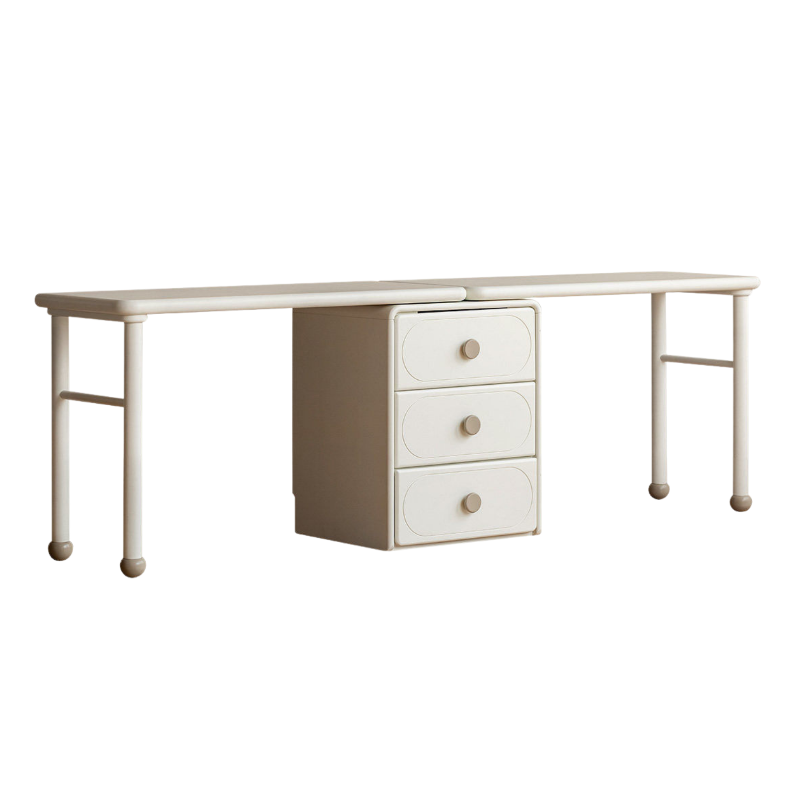 Poplar, Rubber Solid Wood Cream Style Retractable Kids Double Desk