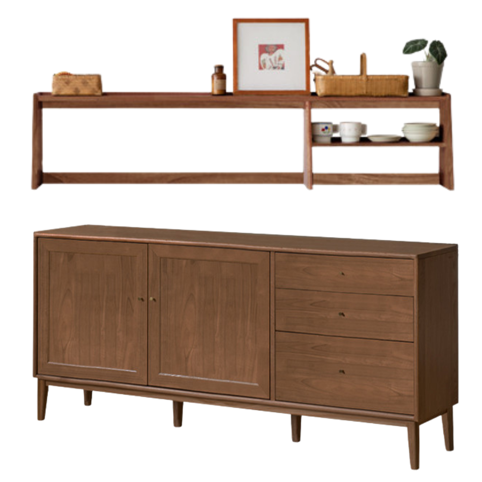 Oak Solid Wood, Solid Rubberwood Modern Dining Sideboard