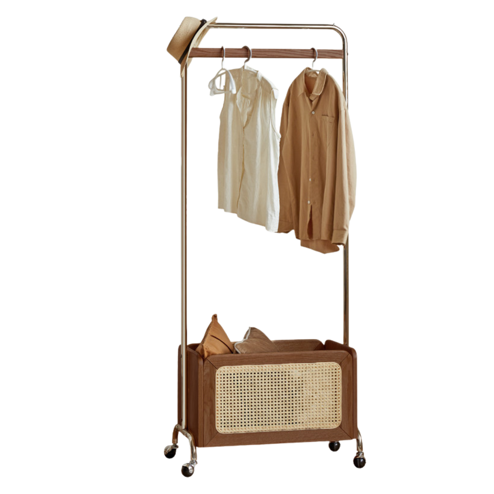 Rubberwood, Oak Solid Wood Rattan Woven Hanger