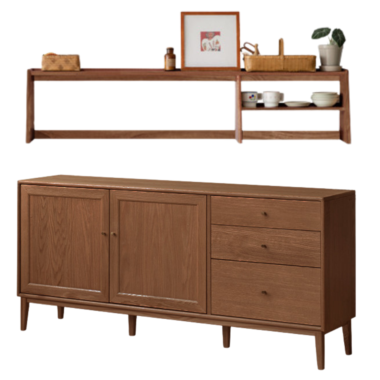 Oak Solid Wood, Solid Rubberwood Classic Sideboard