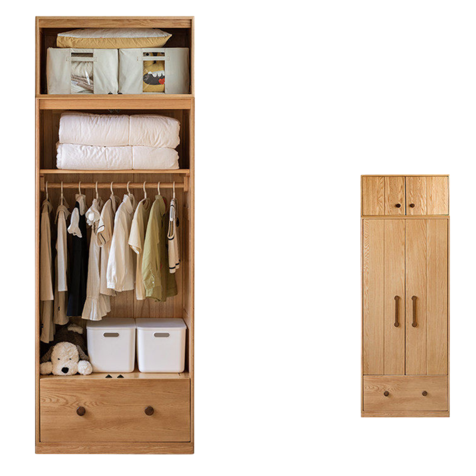 Oak Solid Wood Multi-functional Kids Wardrobe