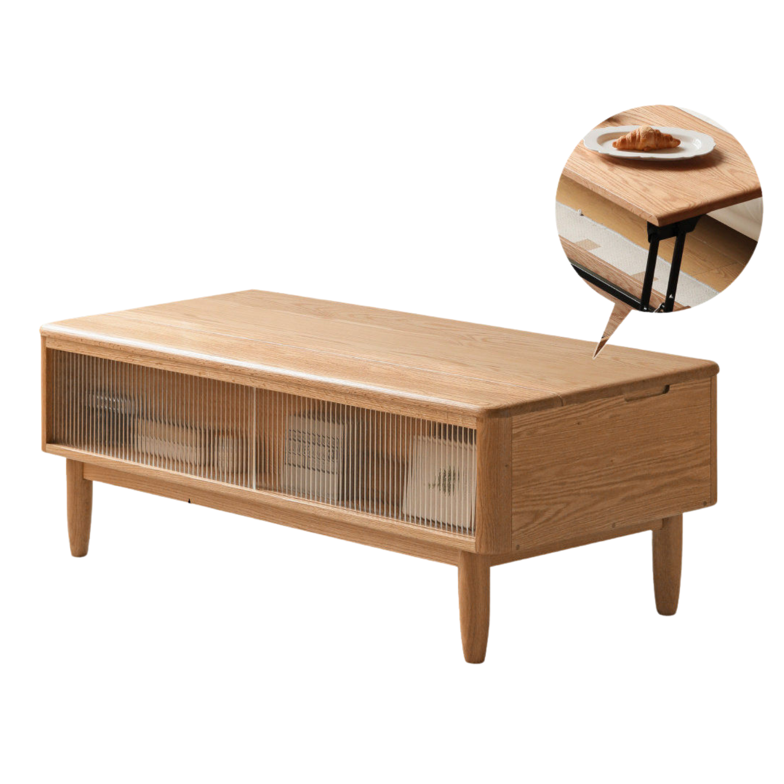 Oak Solid Wood Lift Top Coffee Table