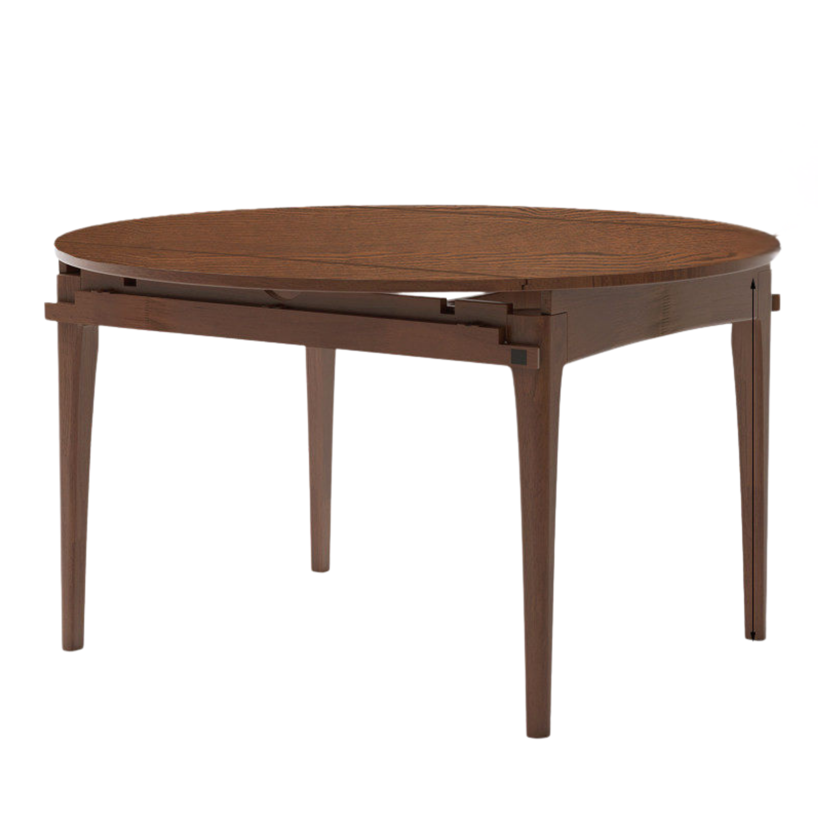 Oak Solid Wood, Solid Rubberwood Folding Round Retractable Dining Table
