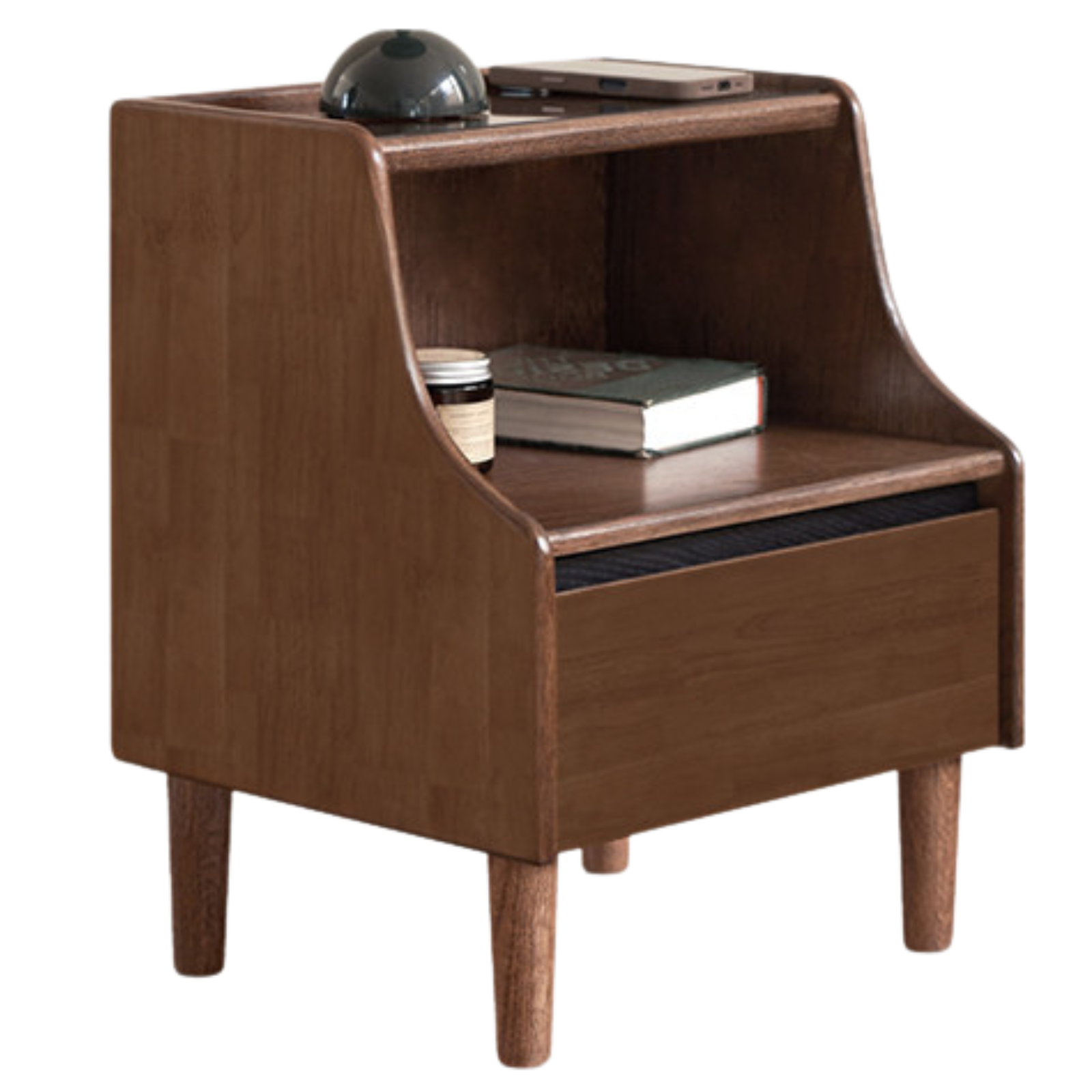 Solid Rubberwood, Oak Solid Wood Nightstand