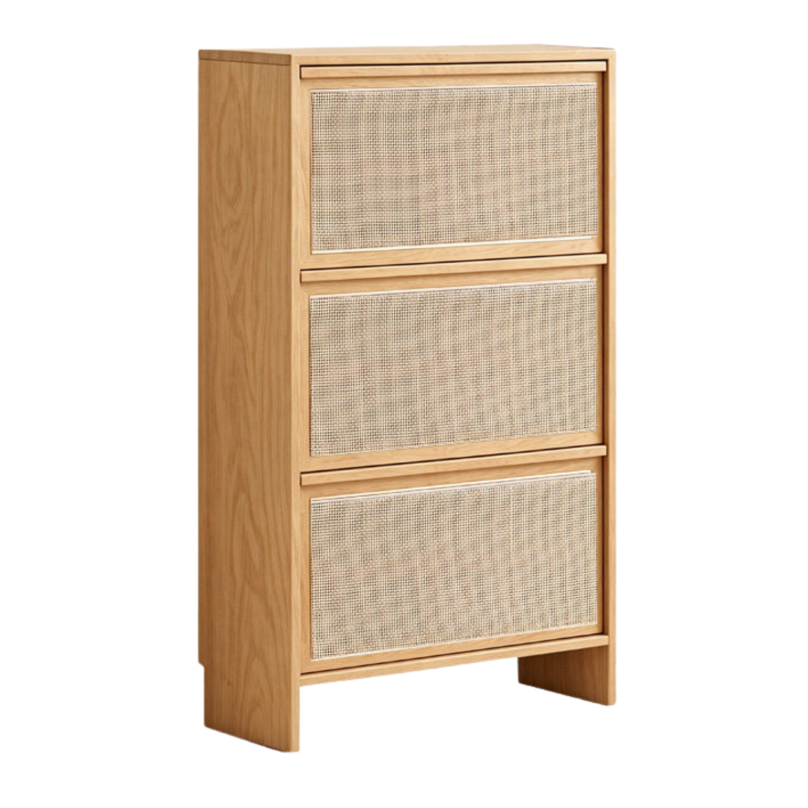 Poplar, Oak Solid Wood Rattan Shoe Cabinet, Slim Entryway Storage CabinetOak