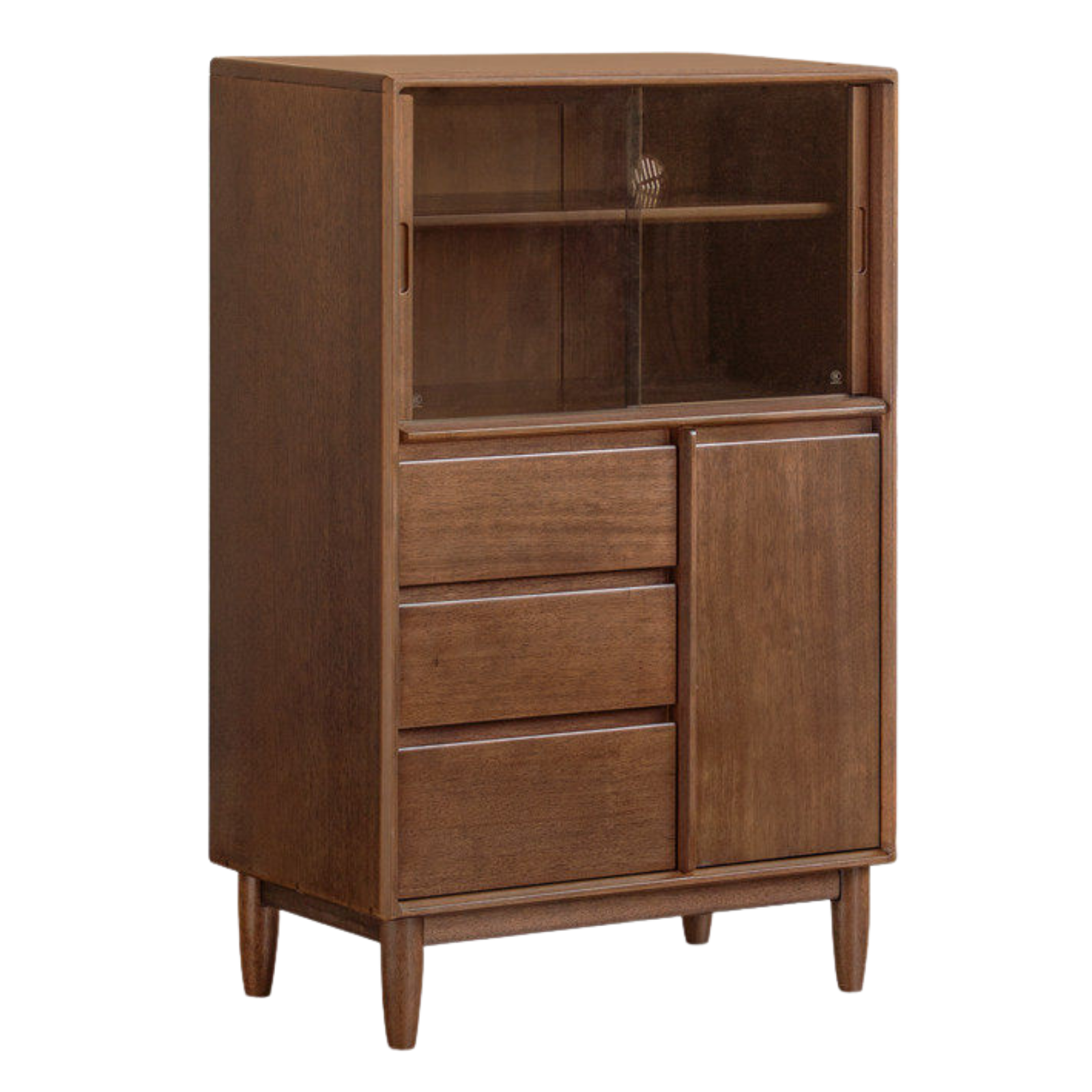 Golden Pear solid wood Side Cabinet with Enclosed Storage and Display Shelves