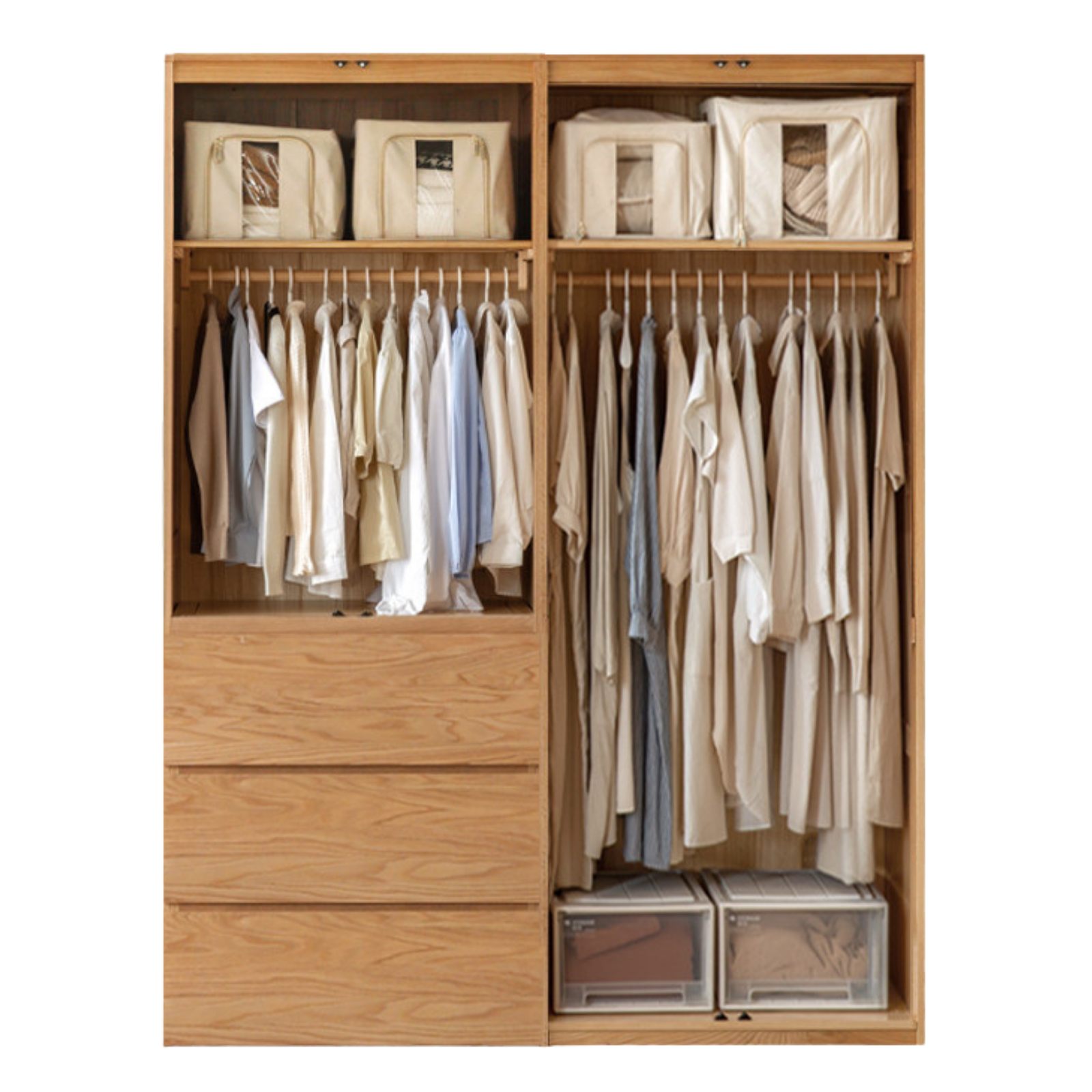 Oak, Ash Solid Wood Sectional Wardrobe