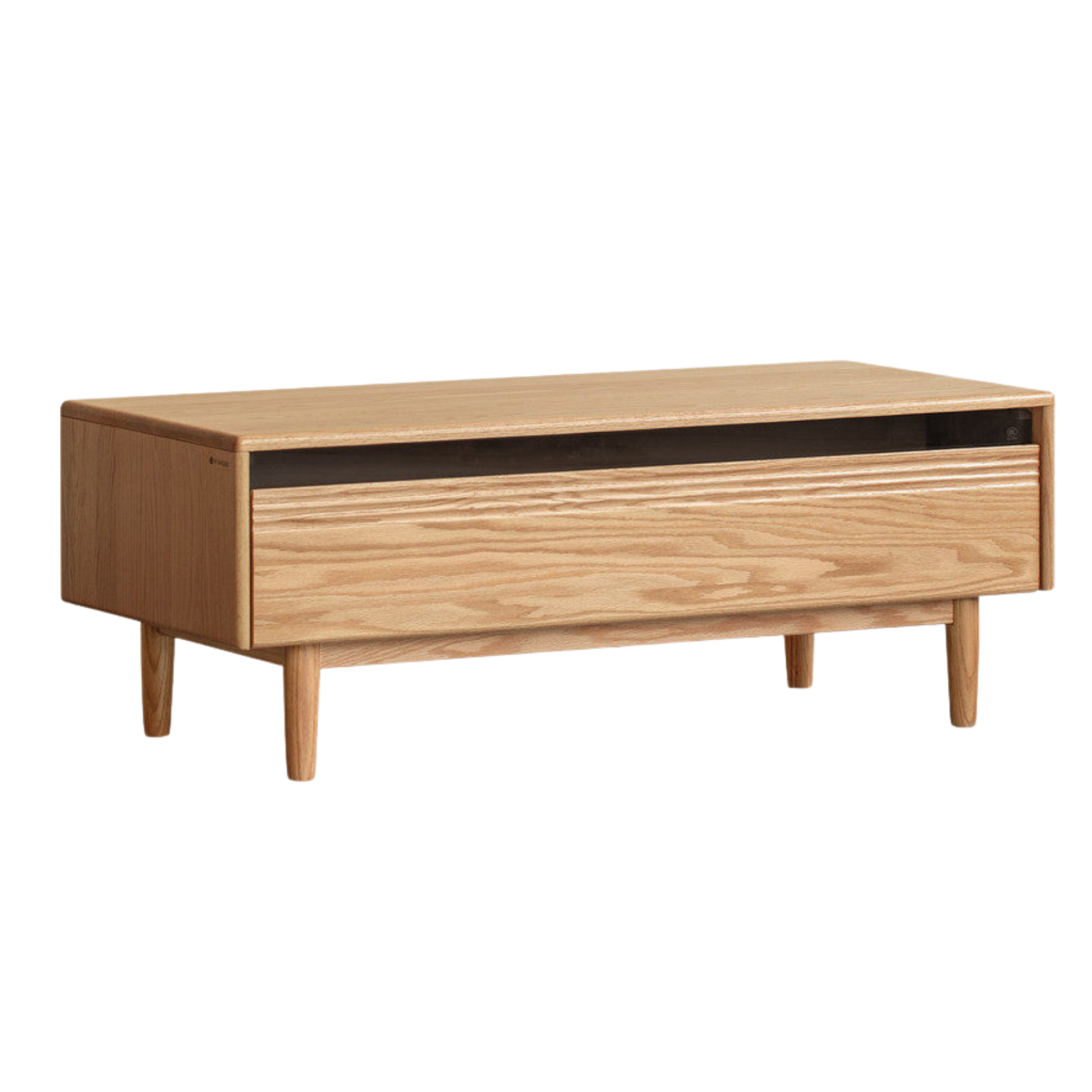 Oak Solid Wood Coffee Table with Integrated Drawer Storage