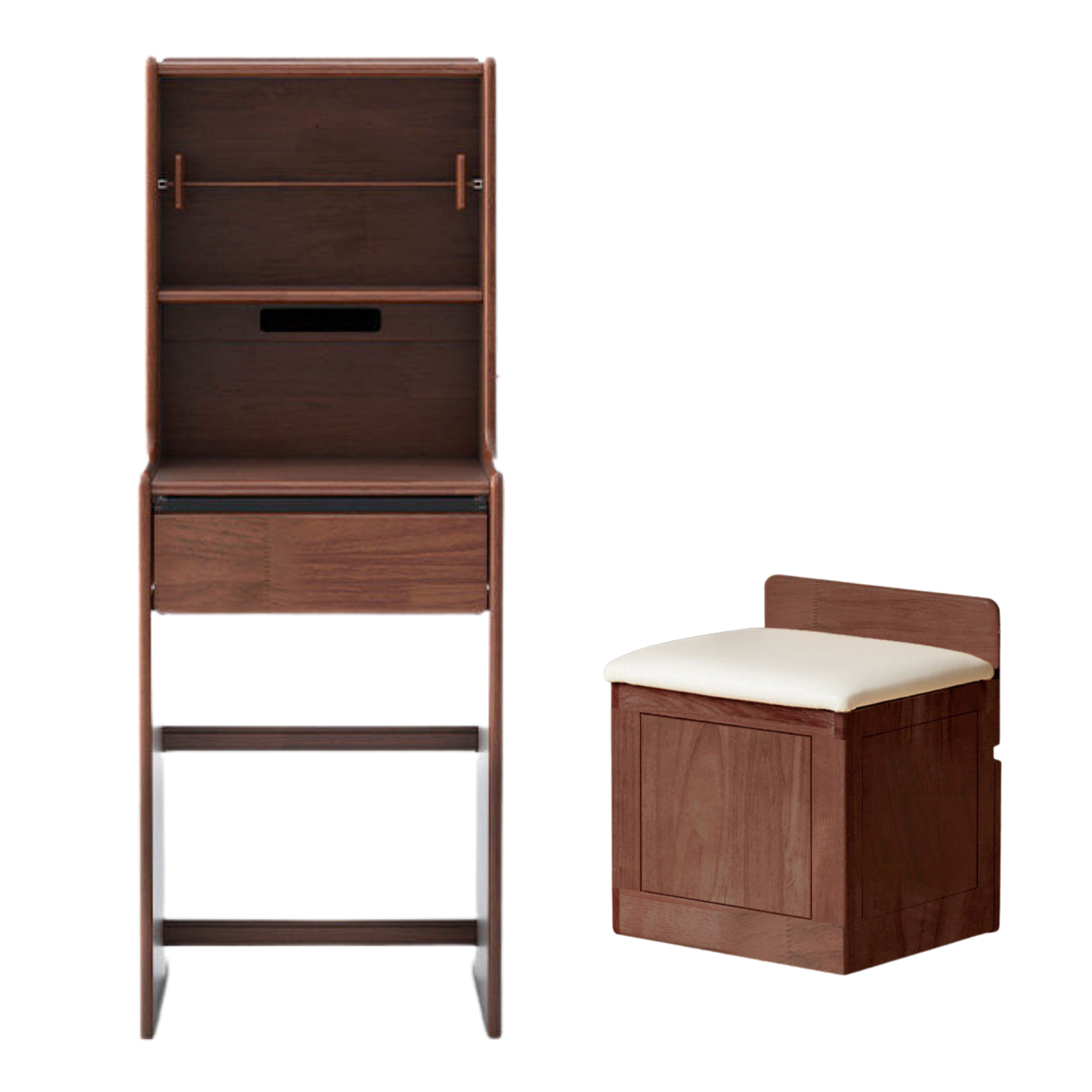Oak Solid Wood, Rubberwood Solid Vanity Table with Drawers and Modern Minimalist Design