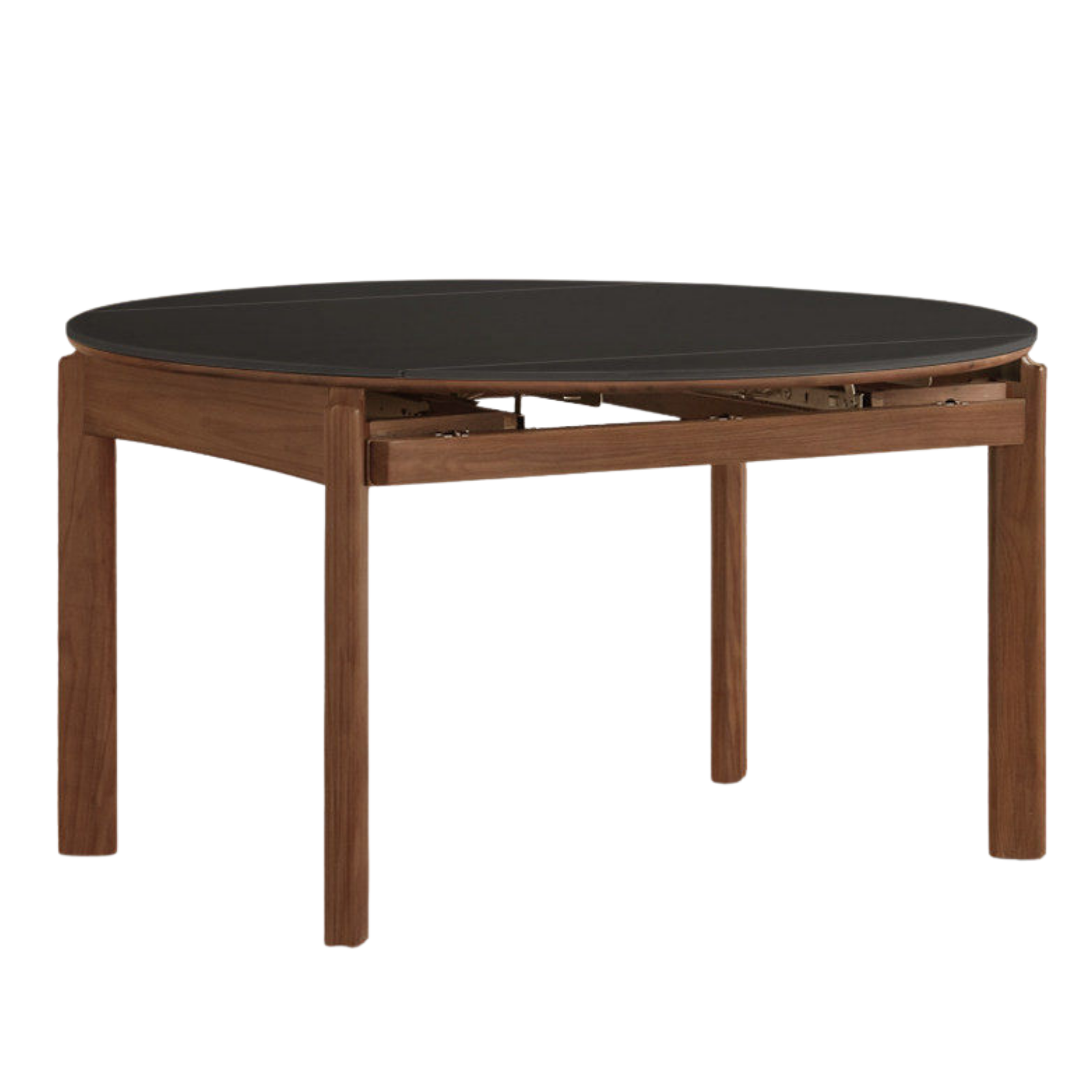 Black Walnut, Ash Solid Wood Folding Dining Table with Rock Plate Round Top