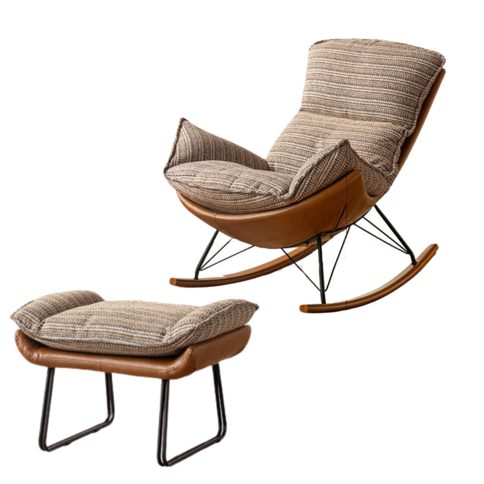 Egg Shell Lounge Chair with Rocking Base, Upholstered Cocoon Accent Chair Beech Legs