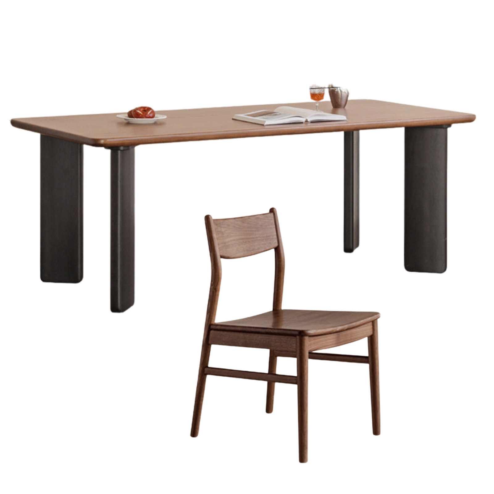 Black Walnut, Ash, Golden Pearwood Solid Wood Light Luxury Rectangular Dining Table