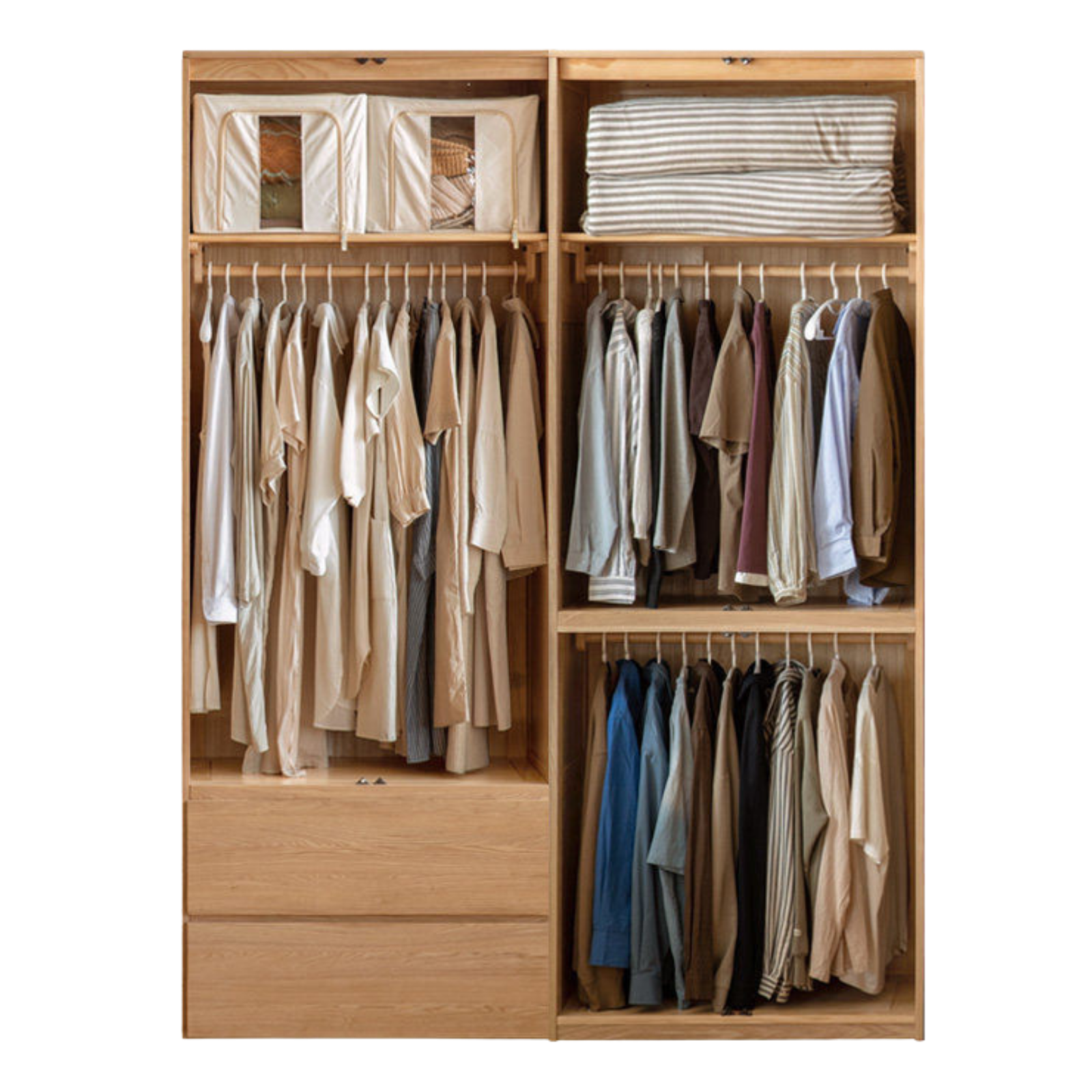 Ash Solid Wood Open Door Storage Cabinet