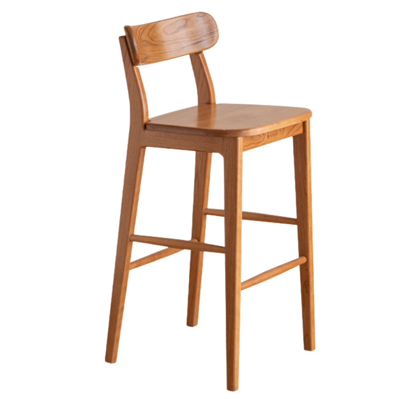 Set 3 pcs Cherry, Ash Solid Wood Modern Bar Stool, Height Chair for Kitchen Island