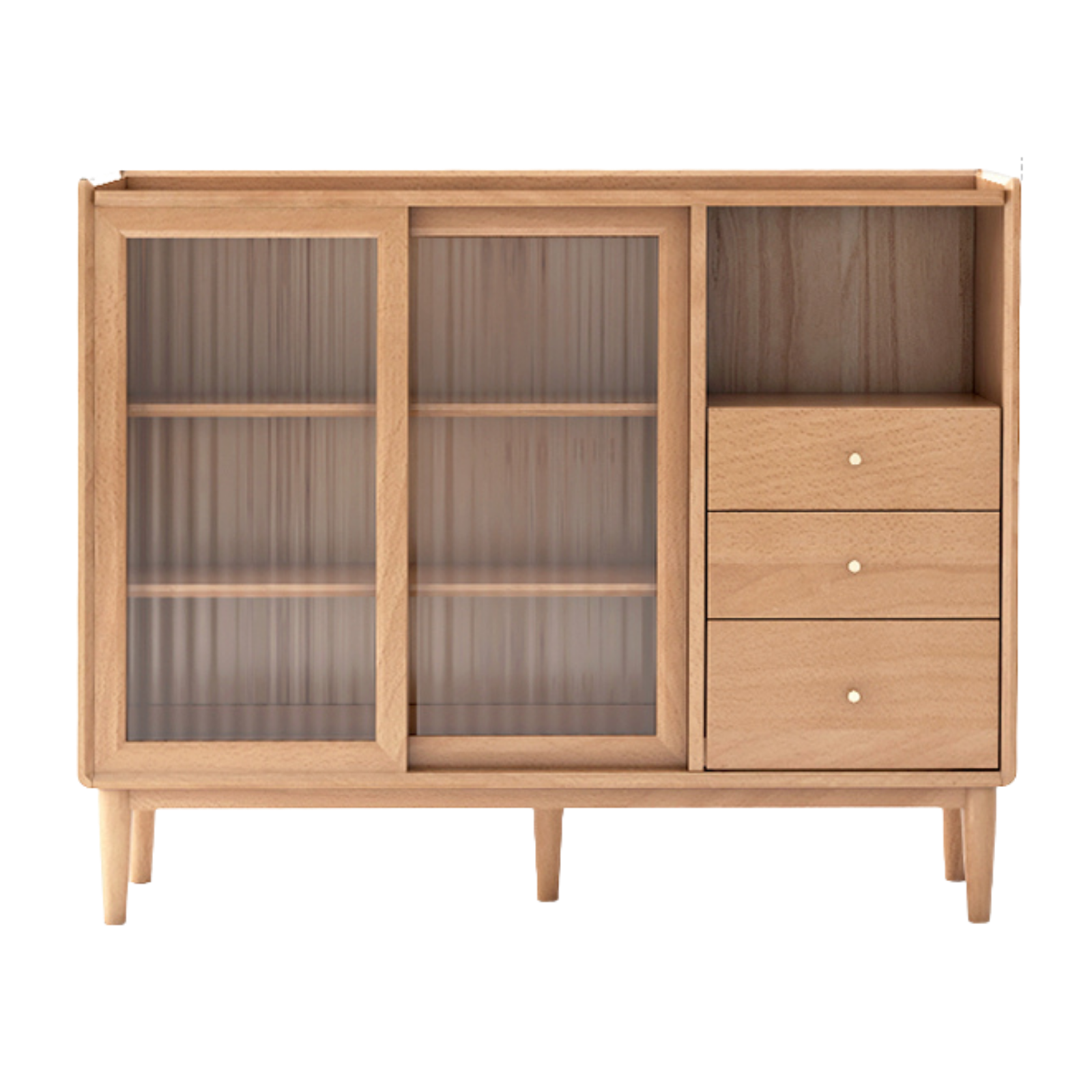 Oak, Ash, Black Walnut, Cherry, Beech Solid Wood Ultra-thin Sideboard Sliding Door