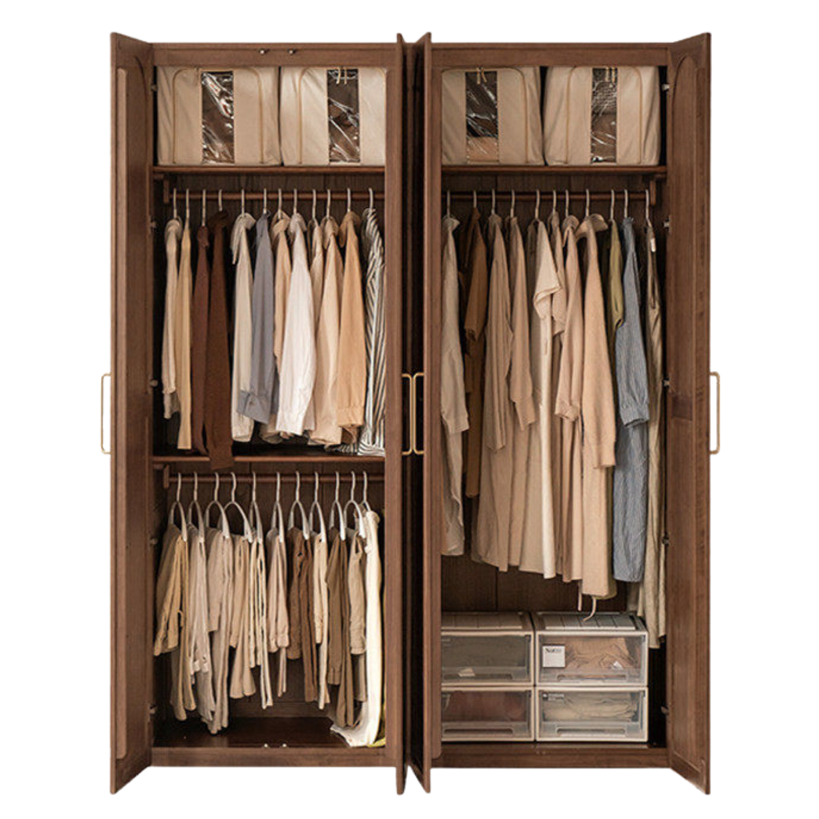 Black Walnut, Sandalwood Solid Wood French Retro Wardrobe.