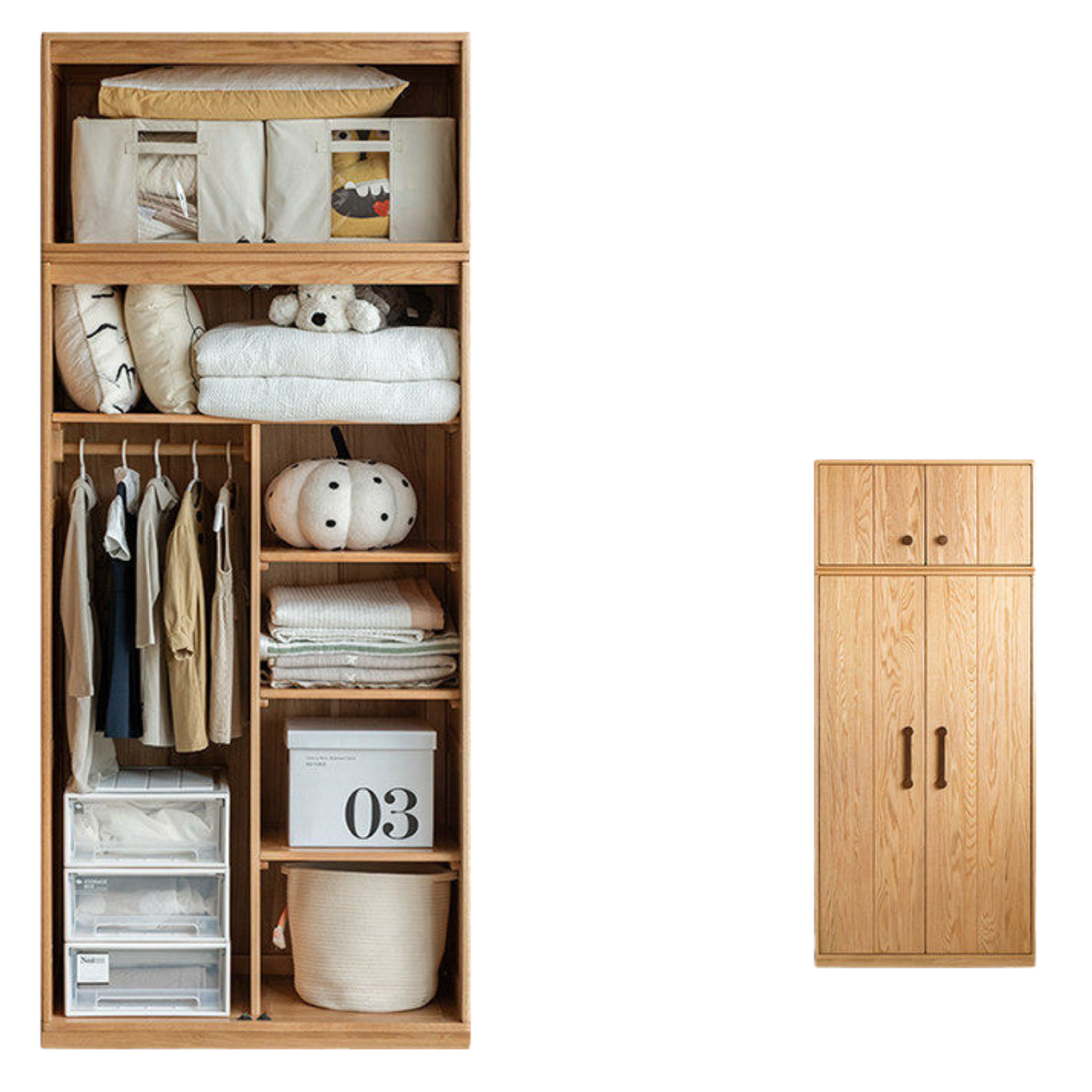 Oak Solid Wood Kids Wardrobe