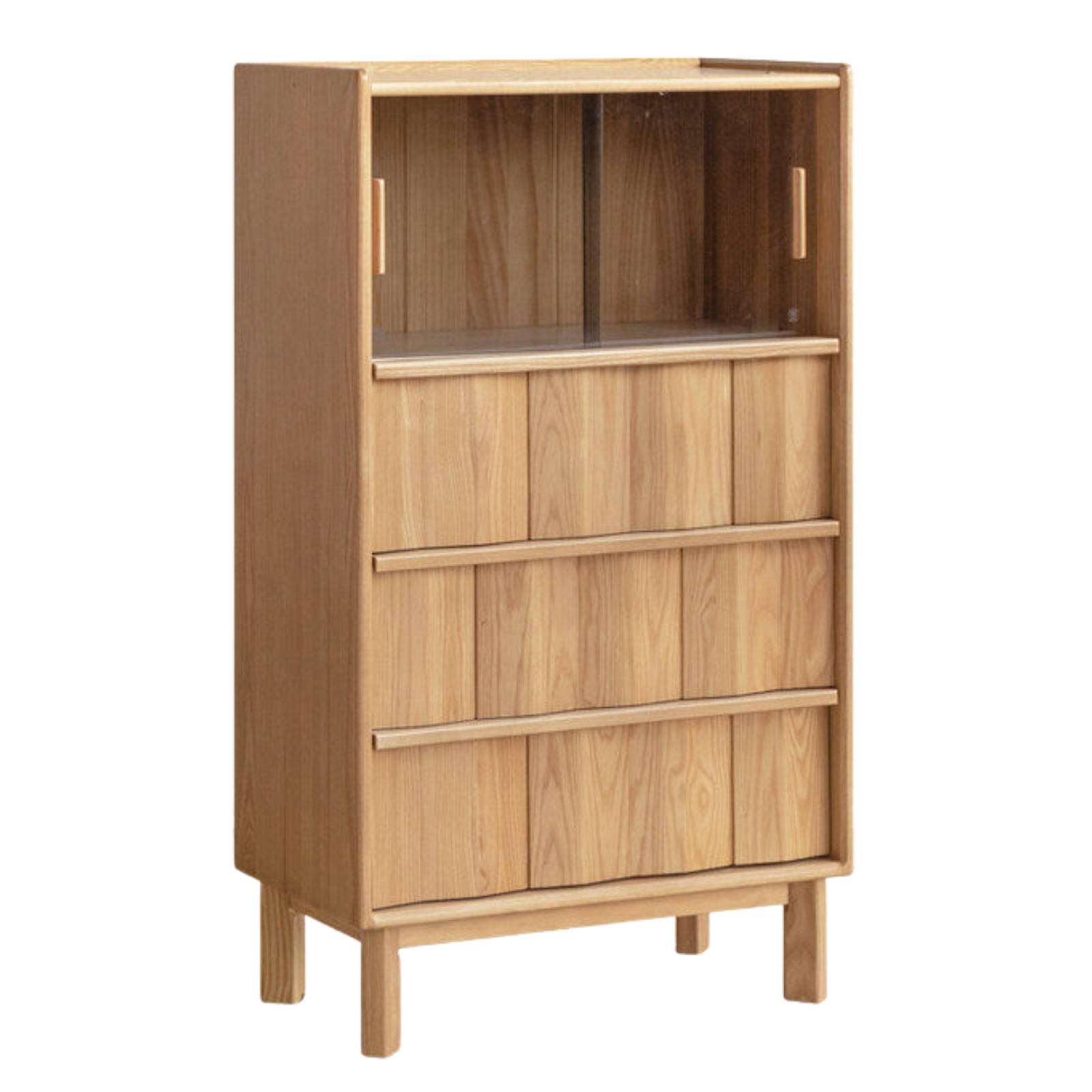 White Ash Solid Wood Side Cabinet with Modern Minimalist Design