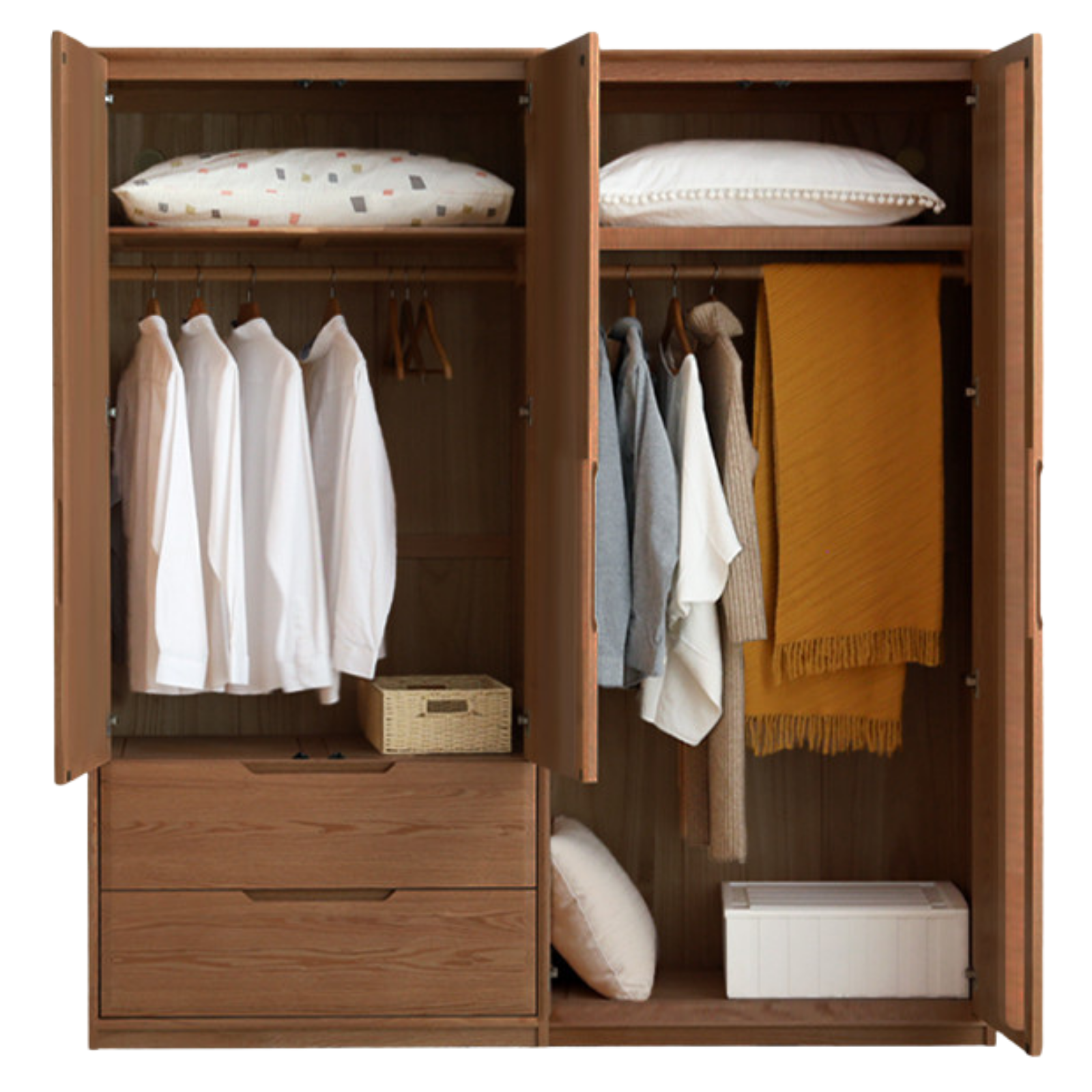 Oak, Ash Solid Wood Scandinavian Wardrobe.