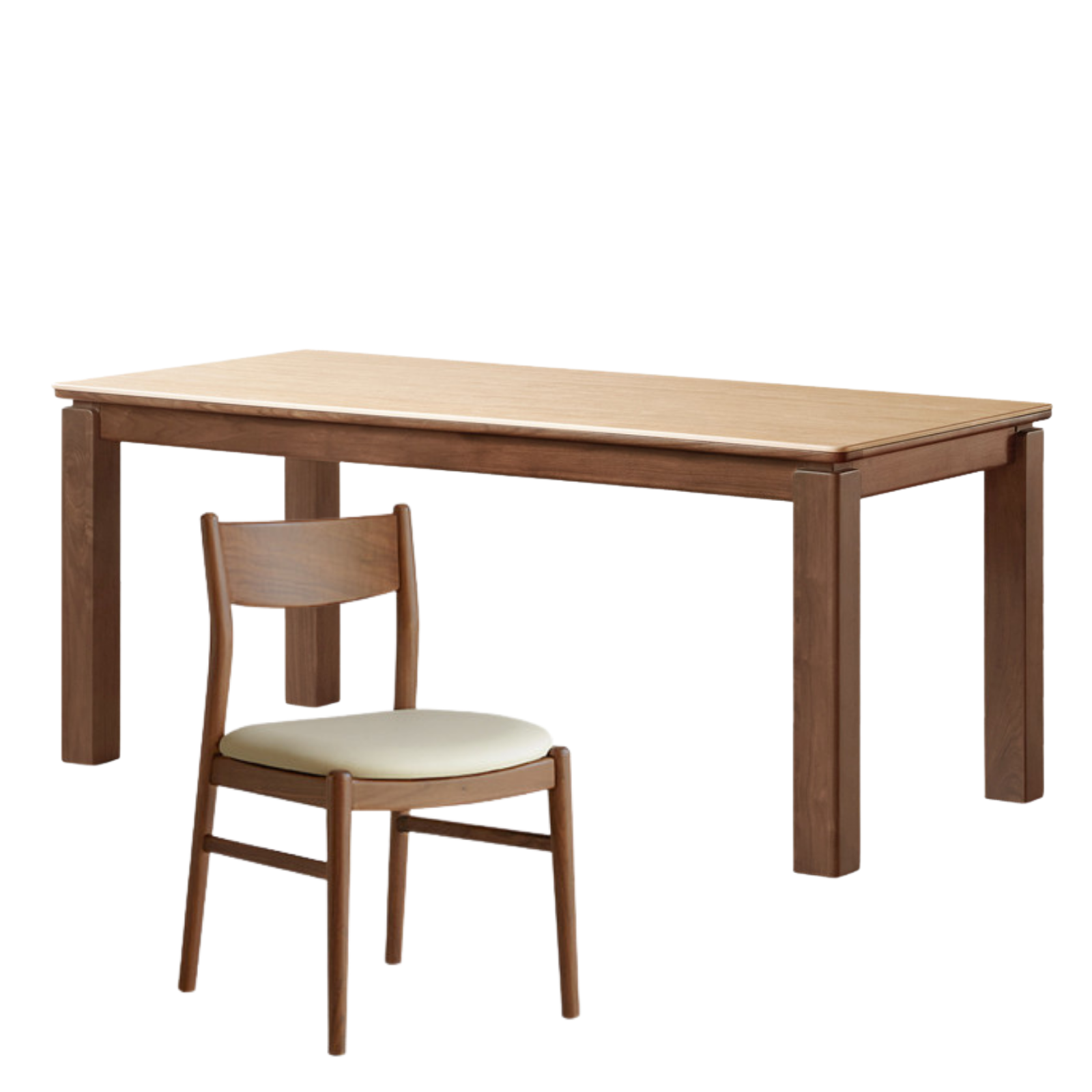 Black Walnut Solid Wood Vintage Travertine Slab Dining Table