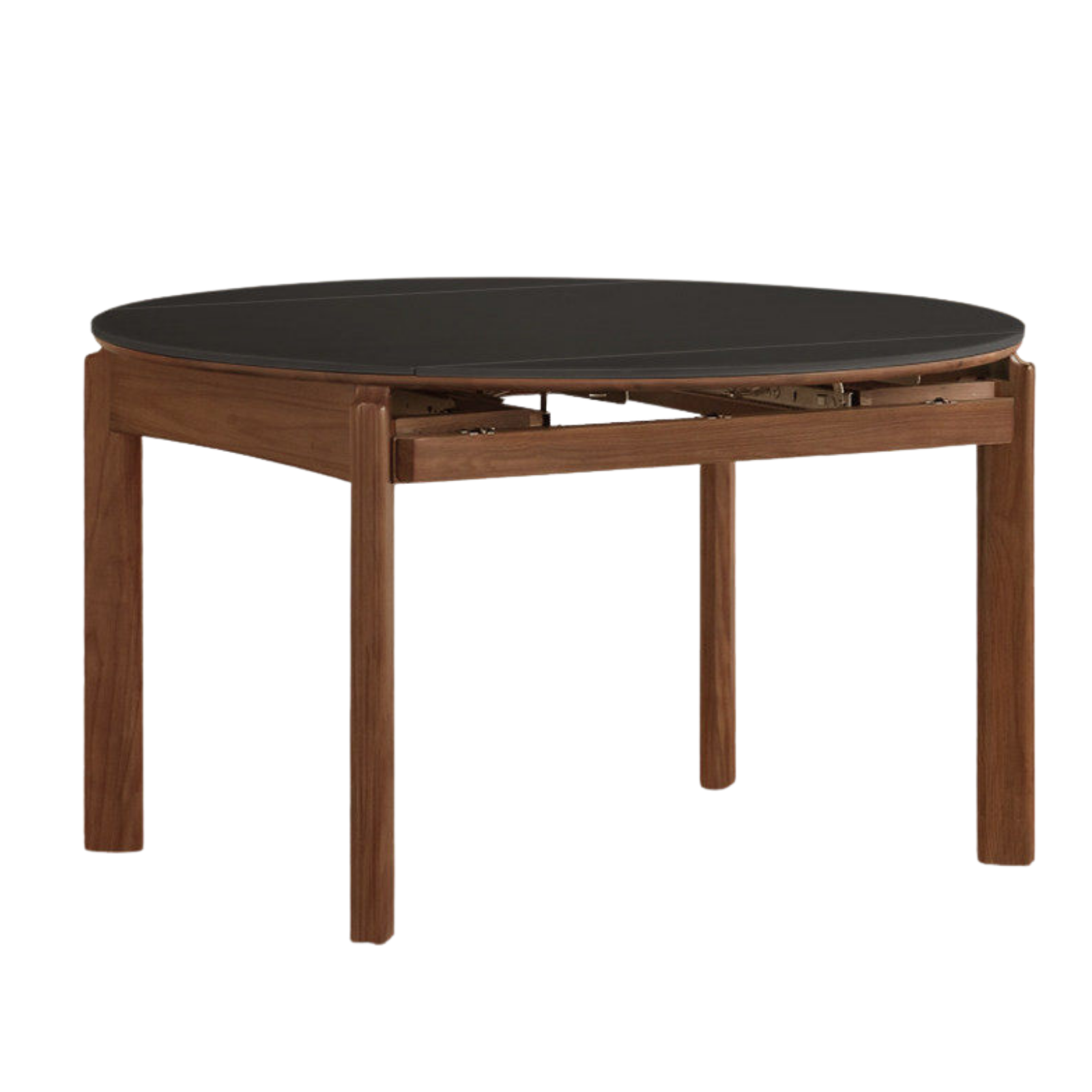 Black Walnut, Ash Solid Wood Folding Dining Table with Rock Plate Round Top