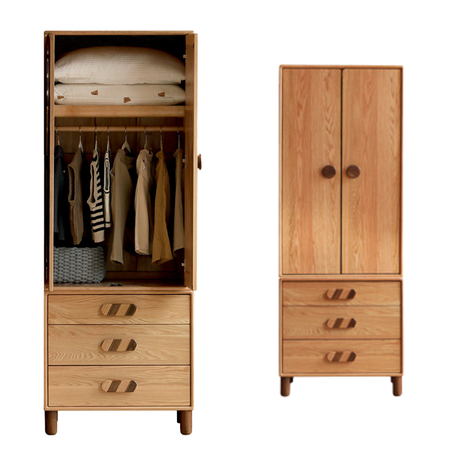 Oak Solid Wood Kids Wardrobe Free Combination