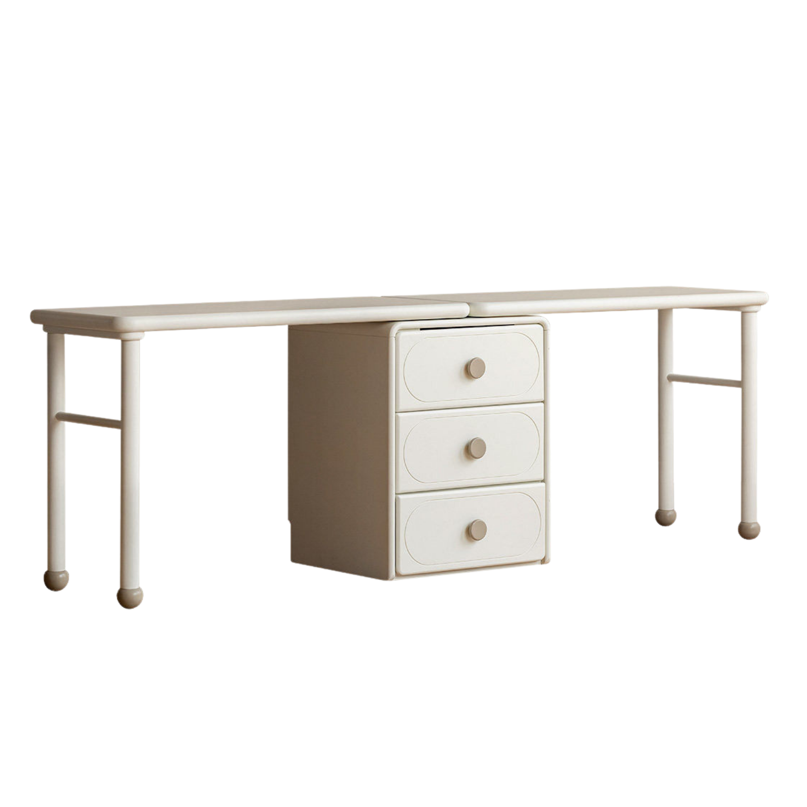 Poplar, Rubber Solid Wood Cream Style Retractable Kids Double Desk