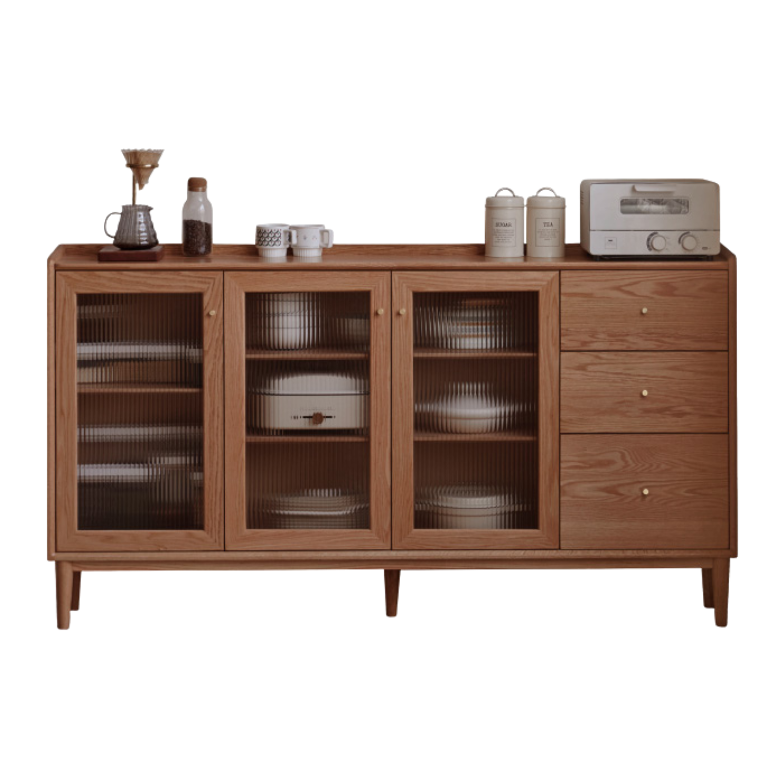 Oak, Ash, Black Walnut, Cherry, Beech Solid Wood Ultra-thin Sideboard Sliding Door