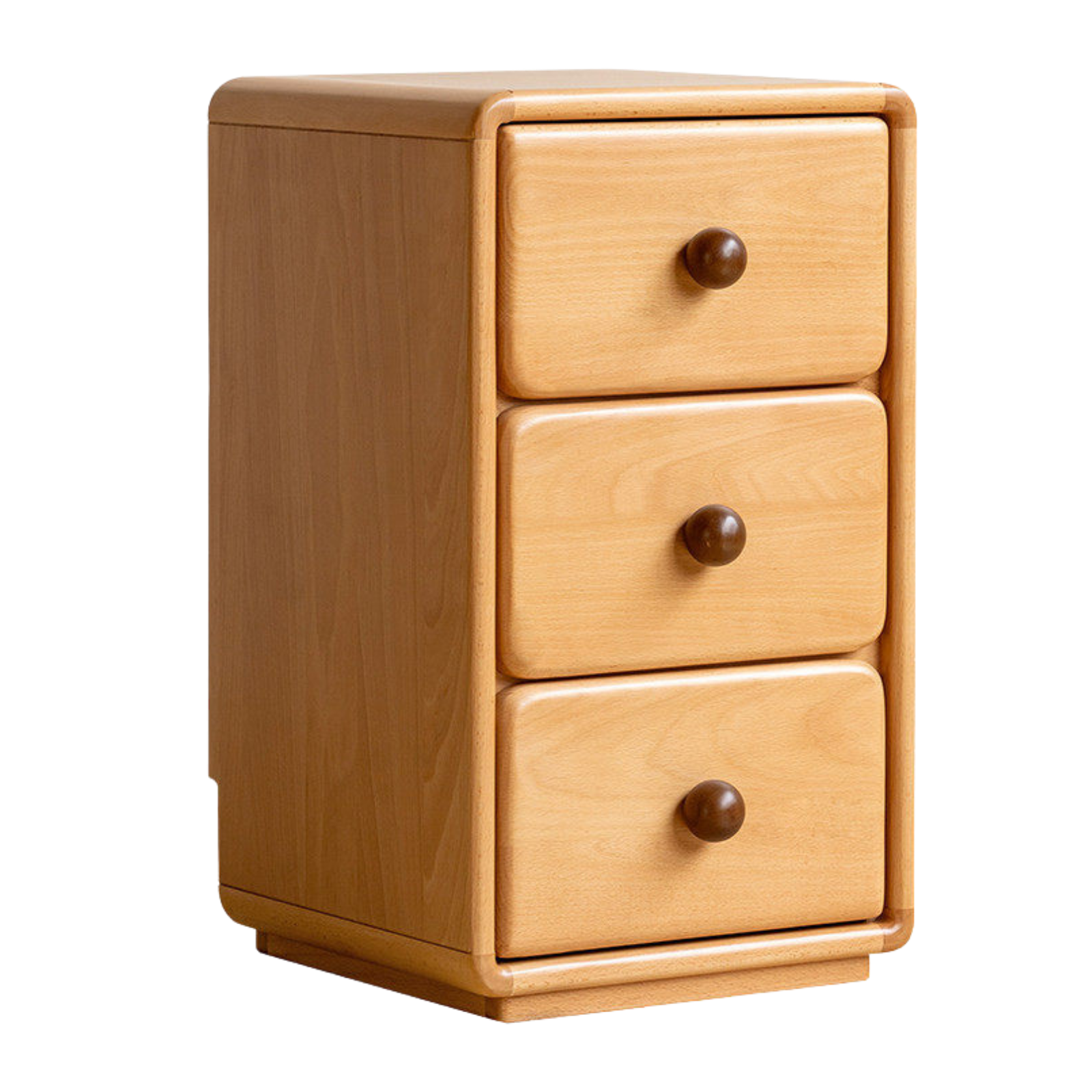 Solid Rubberwood, Beech Solid Wood Cream Style Ultra-narrow Children's Nightstand