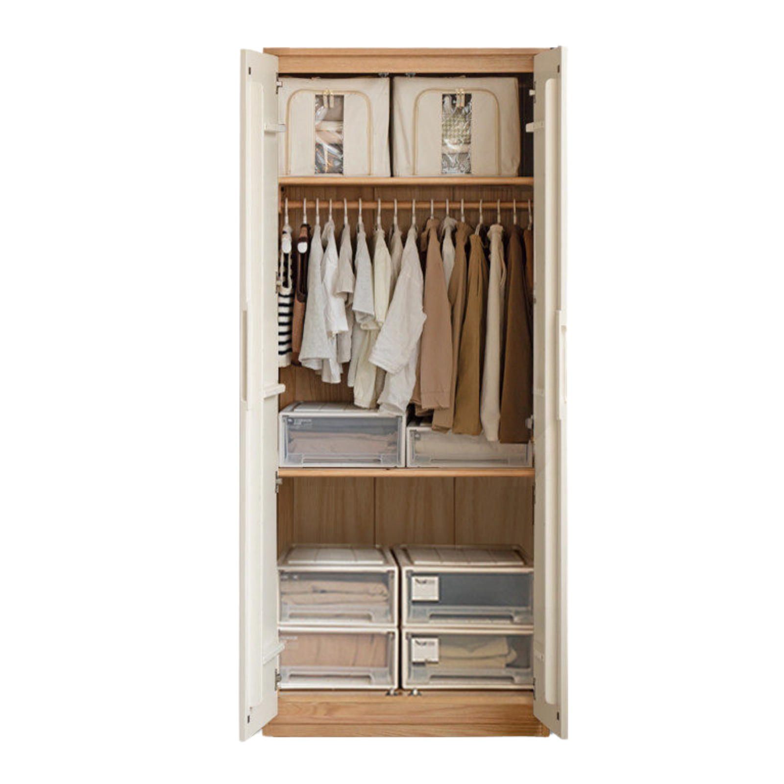 Oak Solid Wood Wardrobe Floor Combination Cabinet.