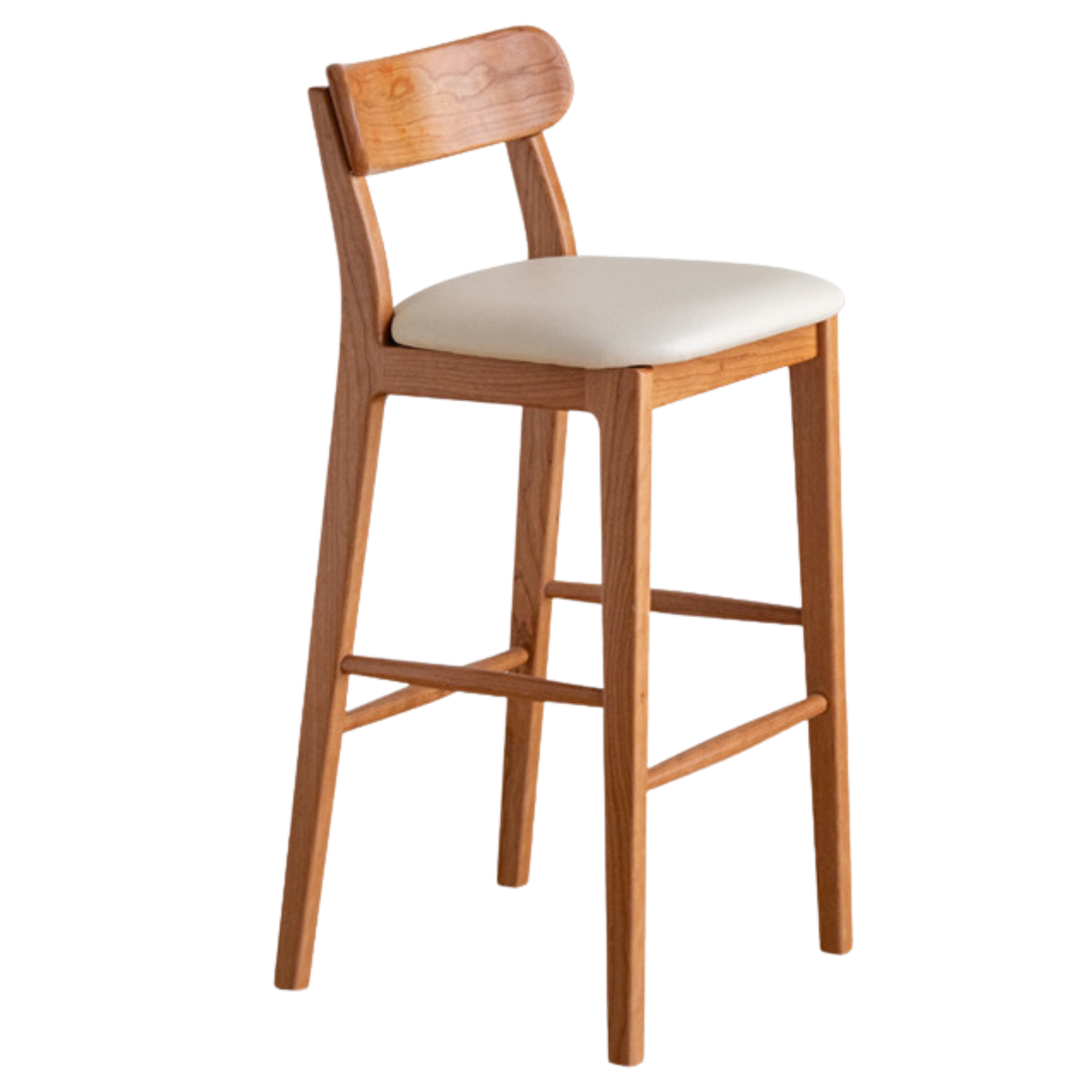Set 3 pcs Cherry, Ash Solid Wood Modern Bar Stool, Height Chair for Kitchen Island