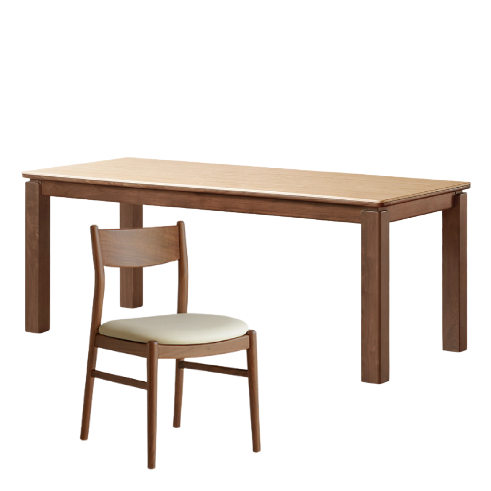 Black Walnut Solid Wood Vintage Travertine Slab Dining Table