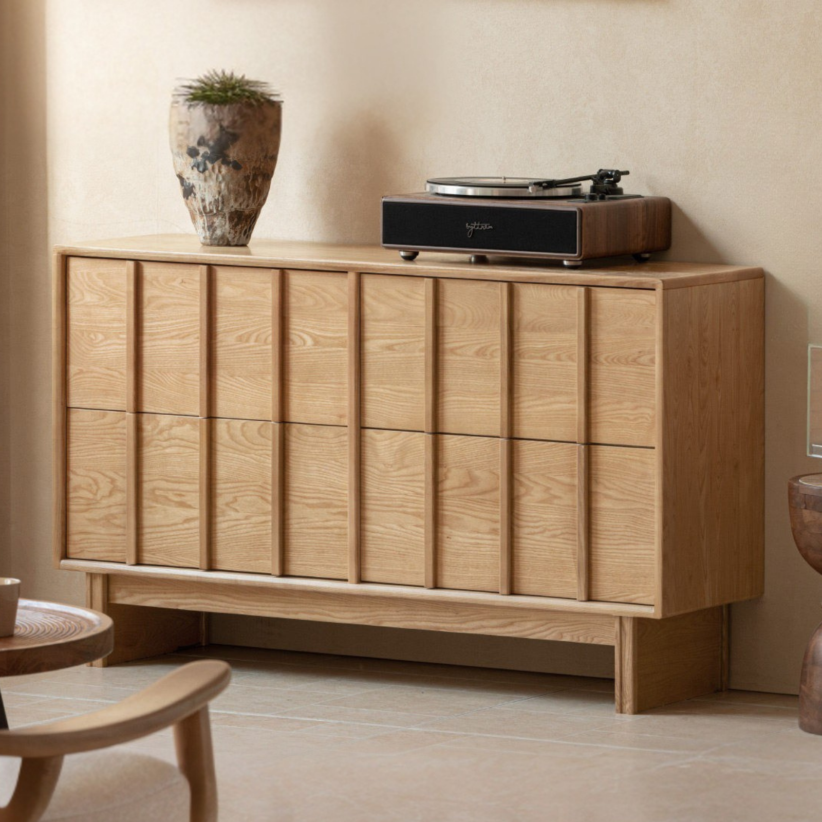 Ash Solid Wood Wabi-sabi Style Four-Drawer Chest