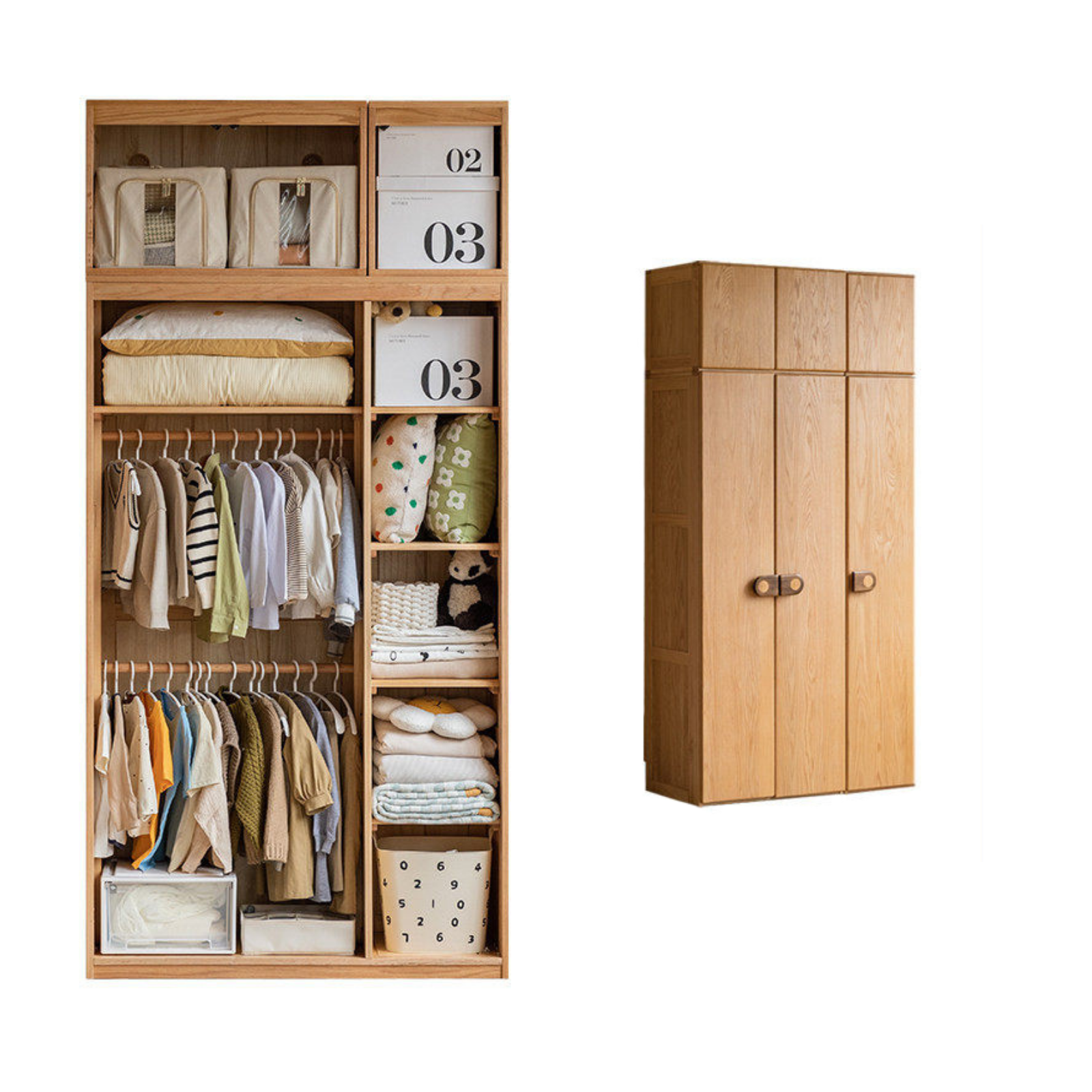 Oak Solid Wood Children's Wardrobe