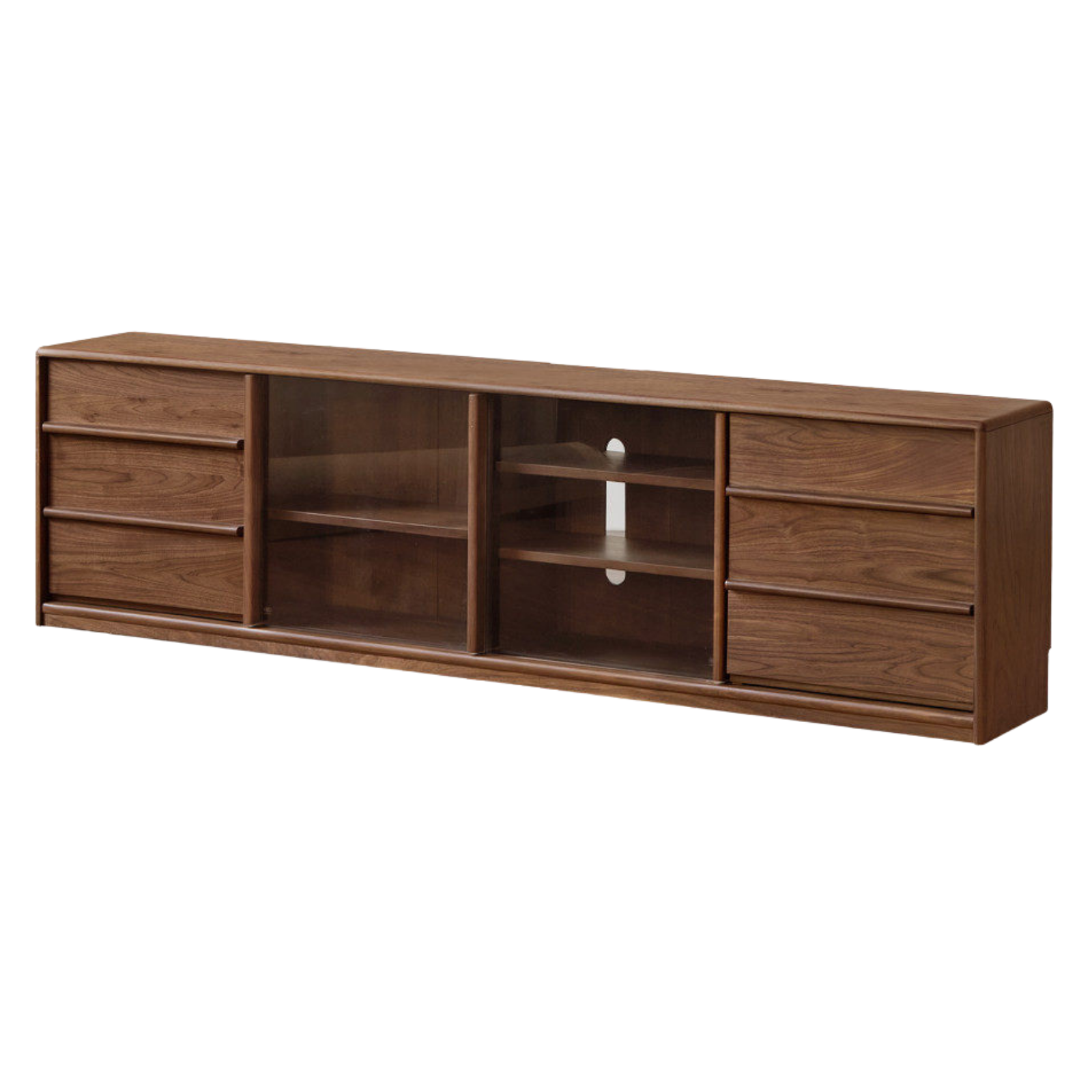 Black Walnut Solid Wood TV Cabinet with Large Storage