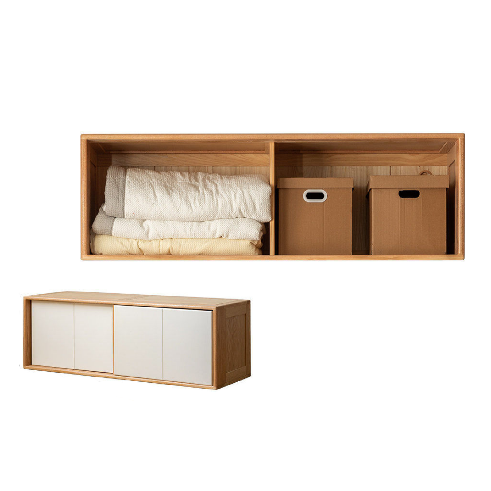 Oak Solid Wood Kids Sliding Door Wardrobe