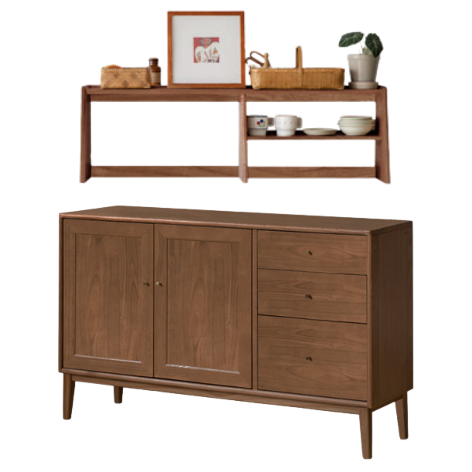 Oak Solid Wood, Solid Rubberwood Modern Dining Sideboard