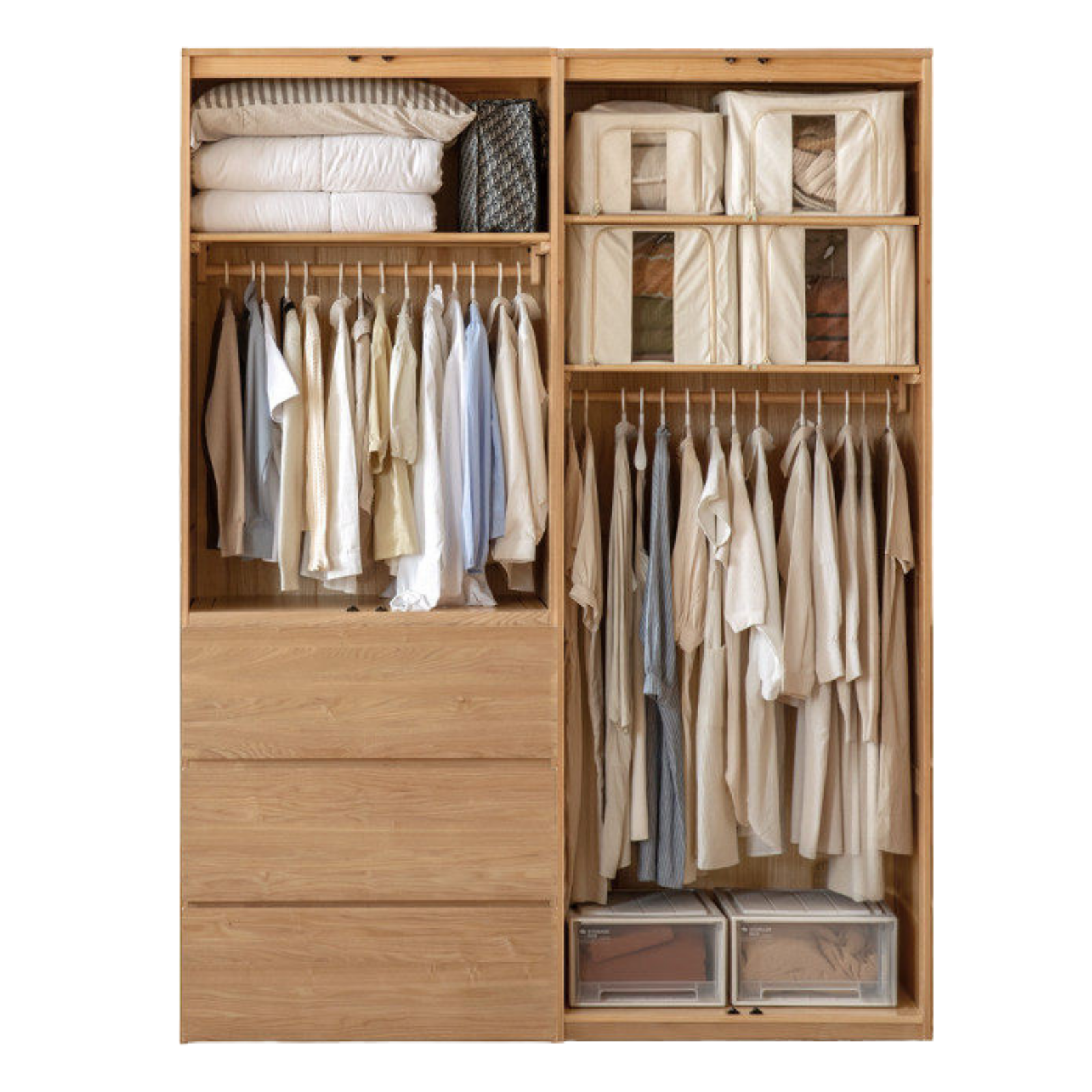 Ash Solid Wood Open Door Storage Cabinet