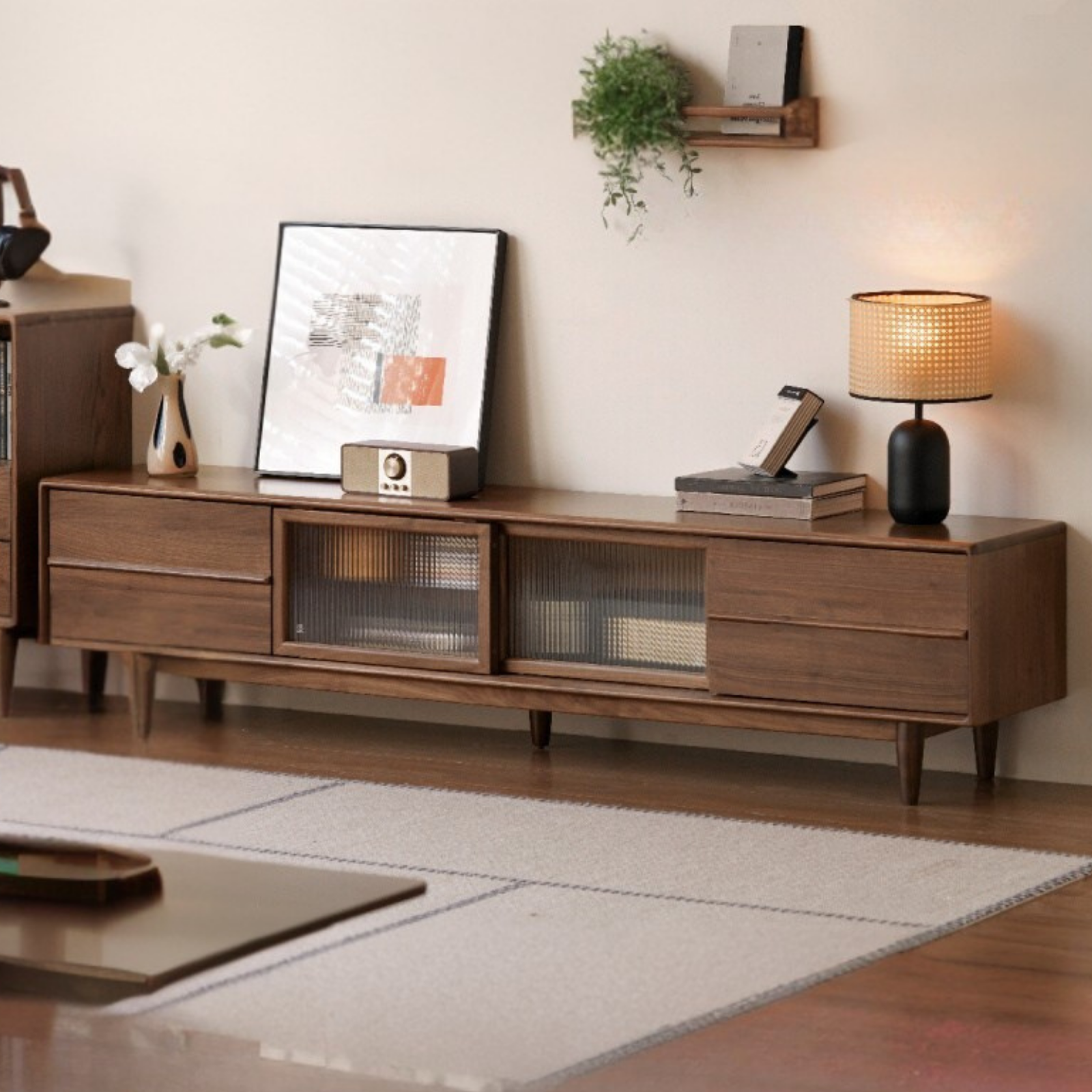 Black Walnut Solid Wood Modern TV Cabinet