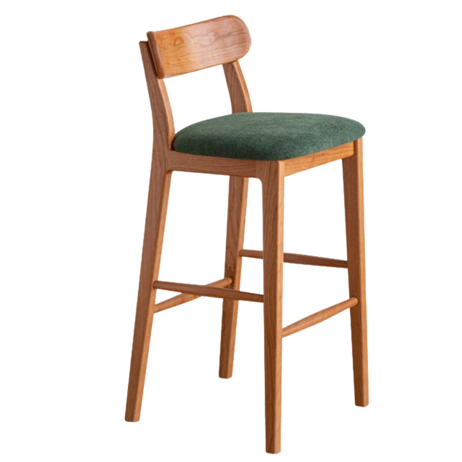 Set 3 pcs Cherry, Ash Solid Wood Modern Bar Stool, Height Chair for Kitchen Island