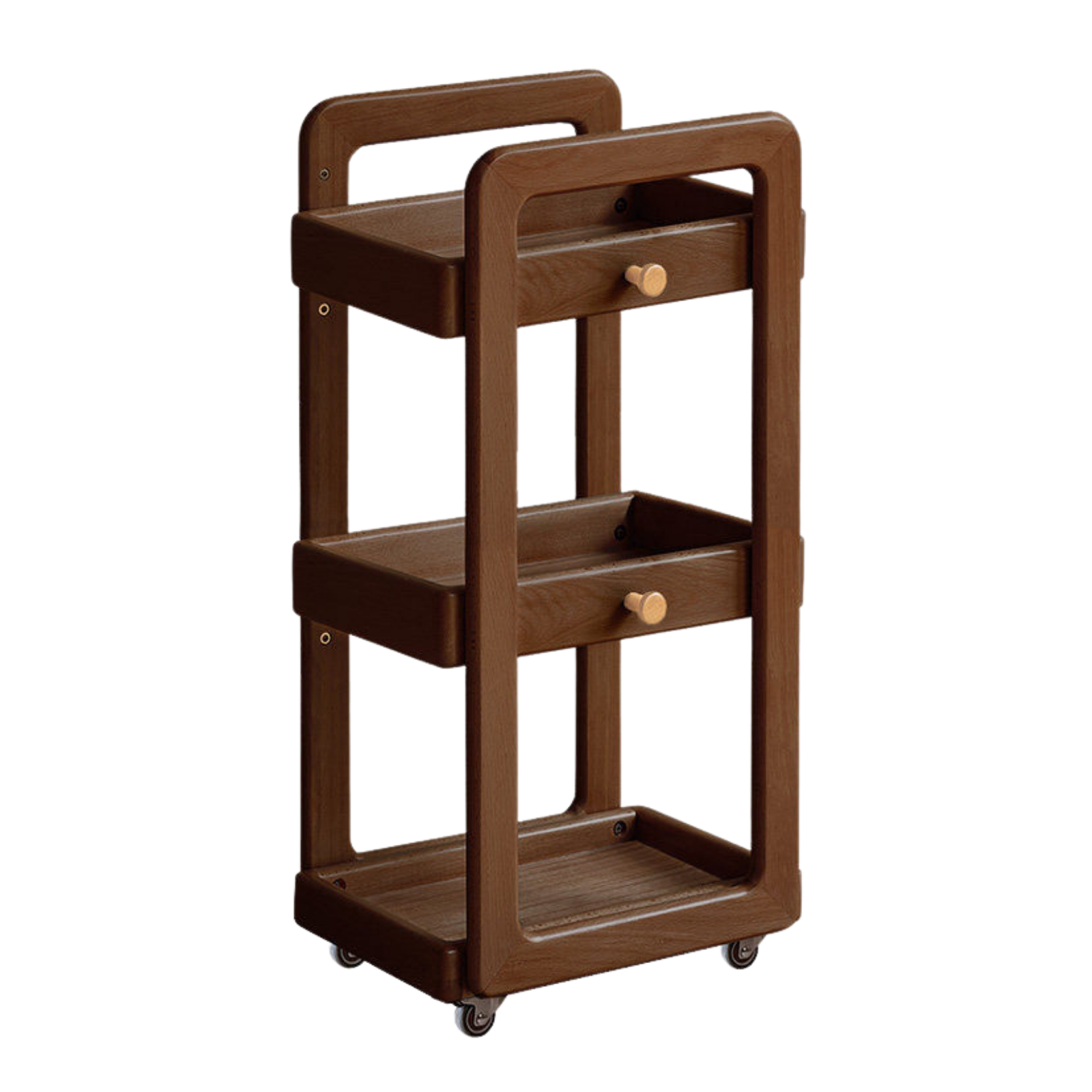 Beech, Rubber Solid Wood Kids Under-the-Table Mobile Modern Cabinet