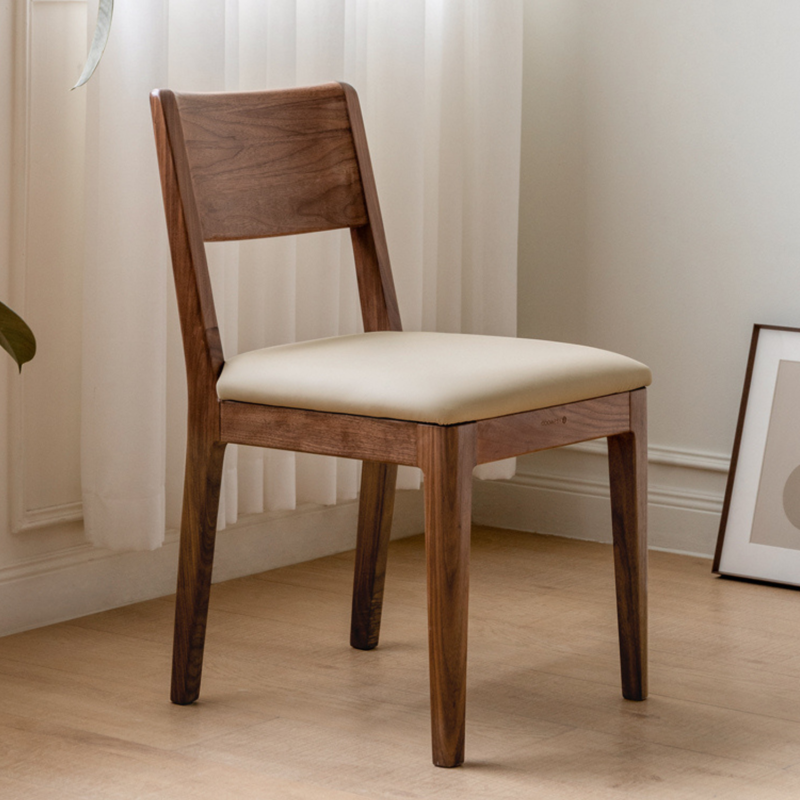 Set 4 pcs Black Walnut, Oak, Solid Rubberwood Dining Soft Chair