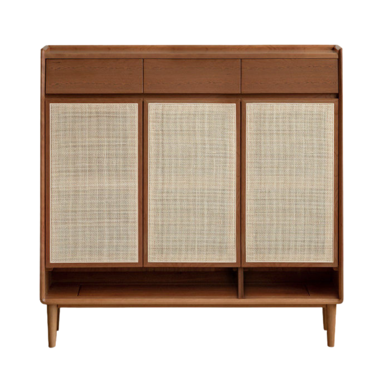 Сherry, Oak Wood Rattan Shoe Cabinet, Entryway Storage Cabinet