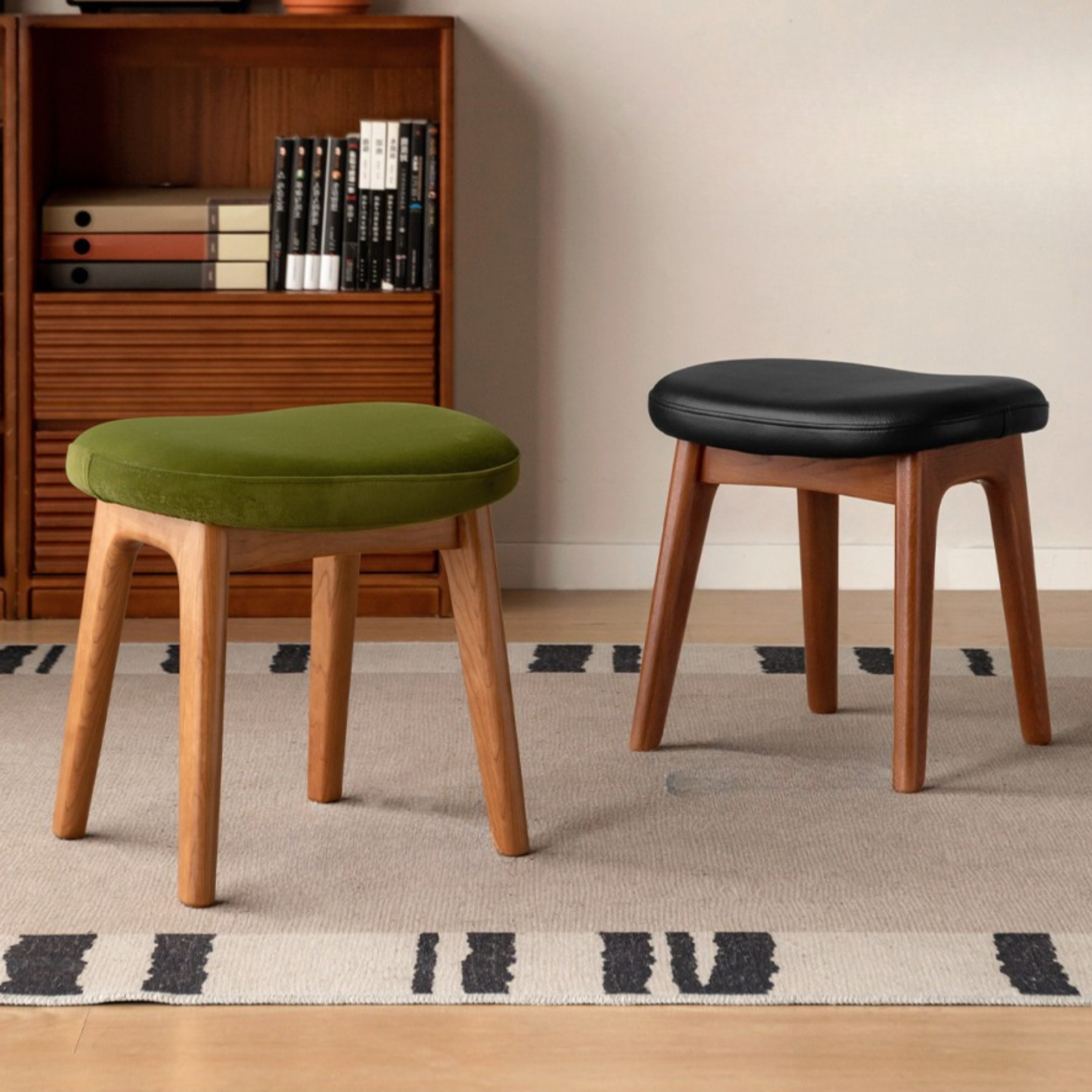 Oak, Cherry Solid Wood Makeup Stool