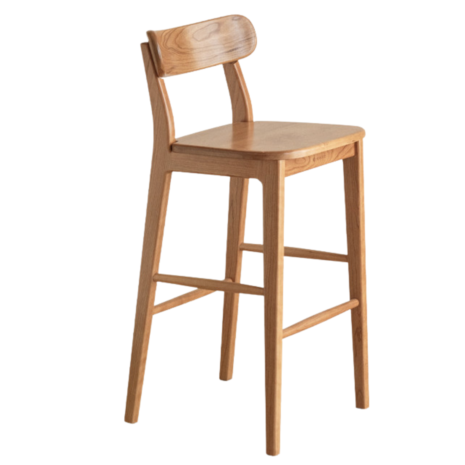 Set 3 pcs Cherry, Ash Solid Wood Modern Bar Stool, Height Chair for Kitchen Island