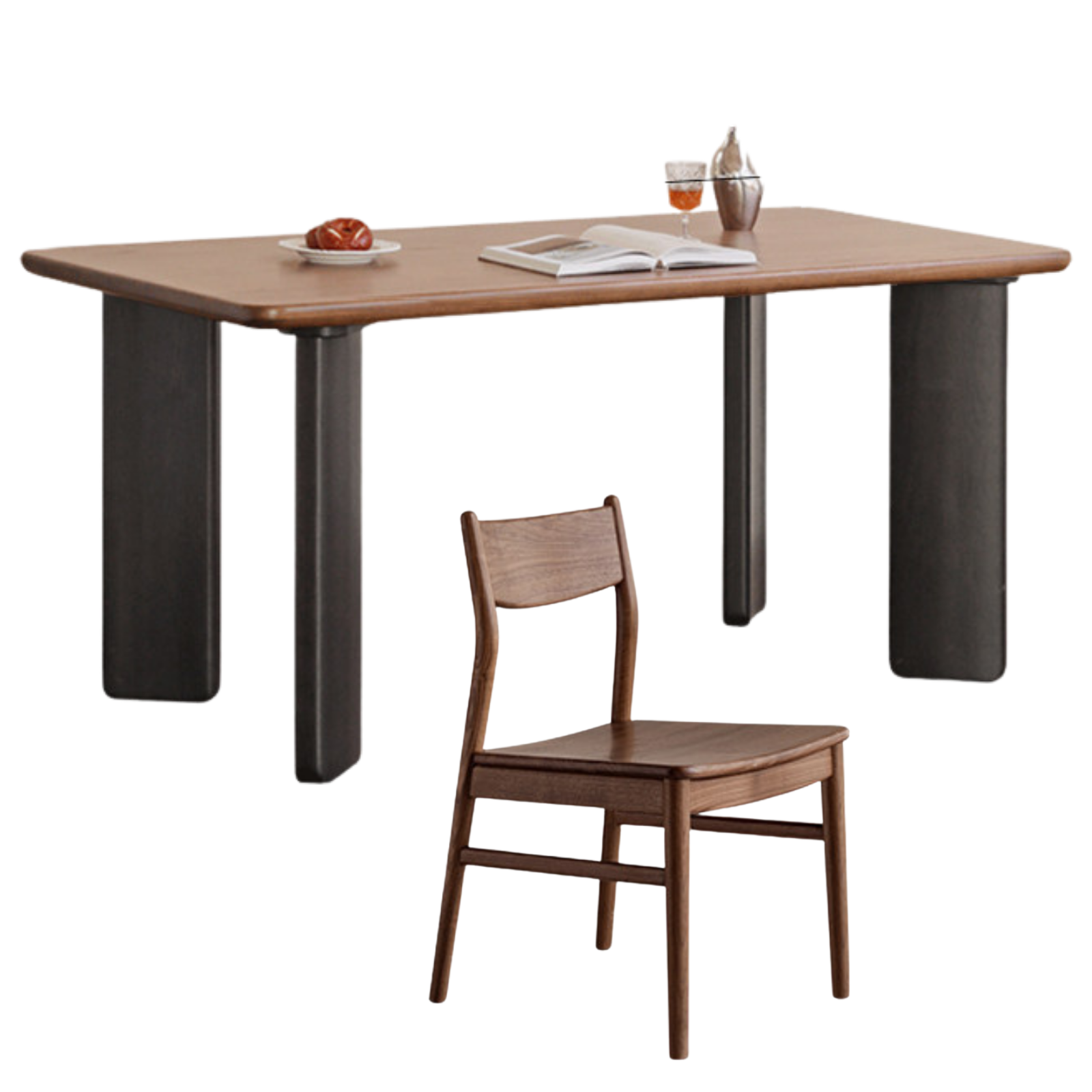 Black Walnut, Ash, Golden Pearwood Solid Wood Light Luxury Rectangular Dining Table