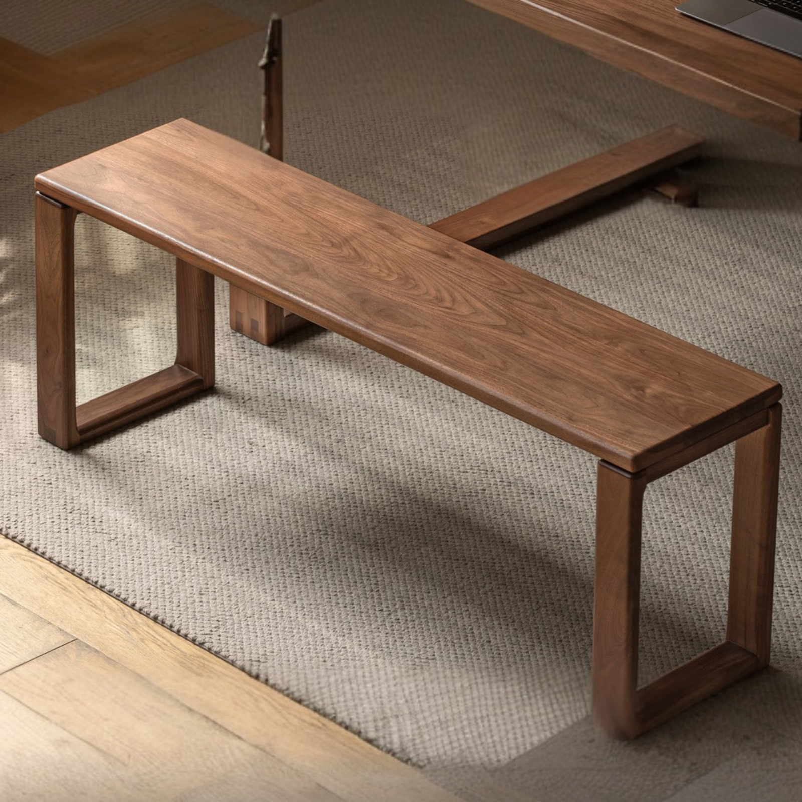 Black Walnut, Oak Solid Wood Long Bench